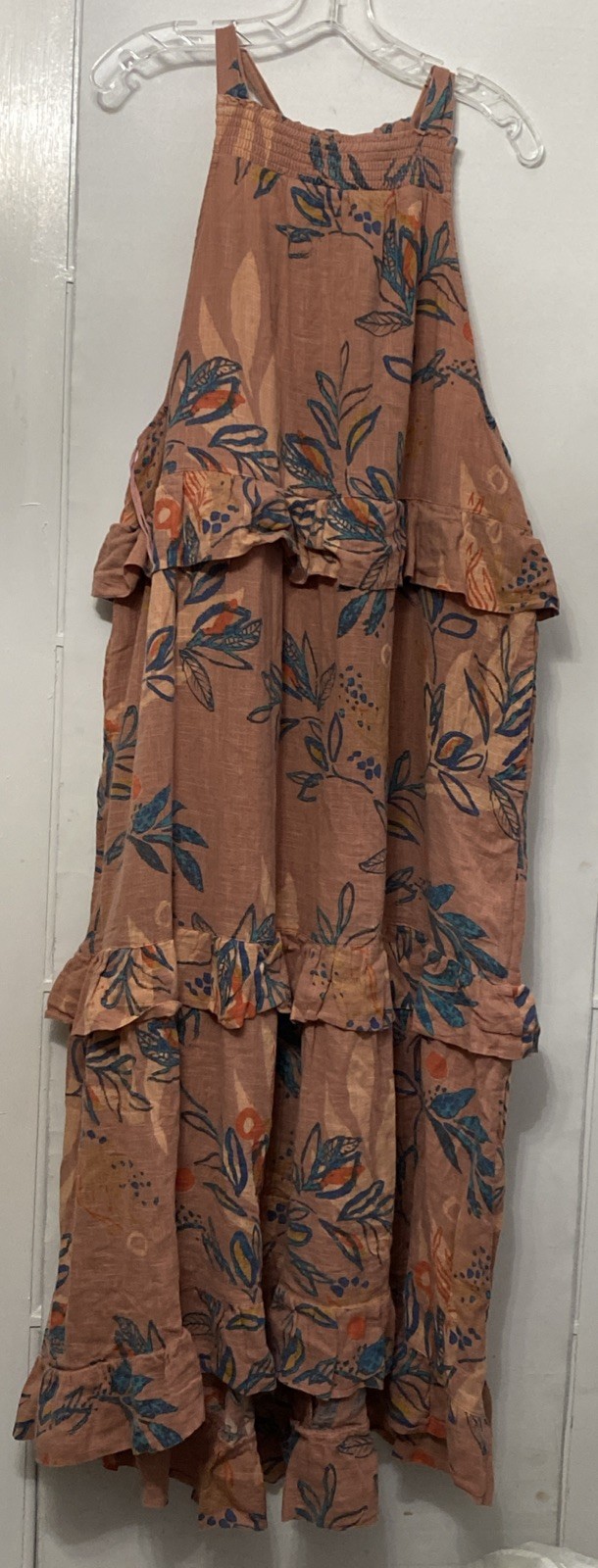 Free People Anita Desert Rose Combo Floral Ruffled Tiered Maxi Dress Size M NWT