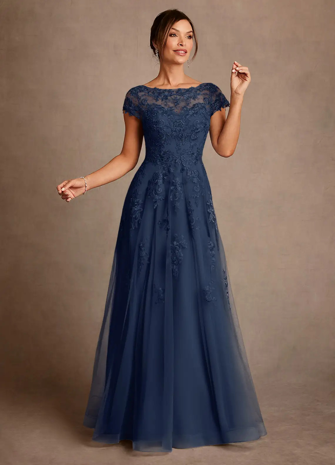 Azazie – Women’s A-Line Jalinda Lace Chiffon Dress
