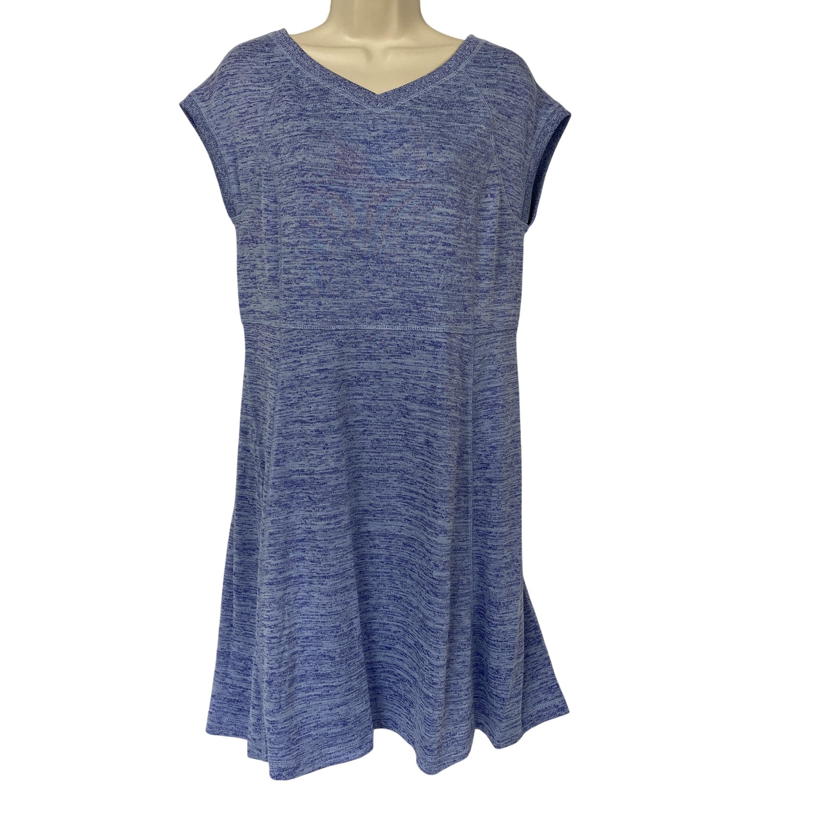 Talbots Dress Womens Small Heathered Blue Knit V Neck T-Shirt Casual Summer Fit