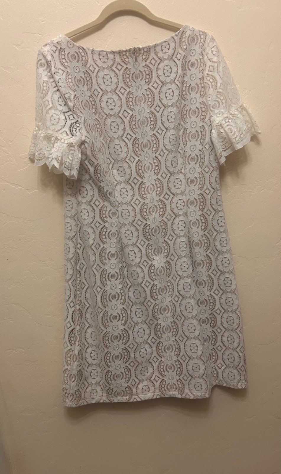 NWOT Eliza J lacy sheath dress, size 12, short bell sleeves, knee lenght
