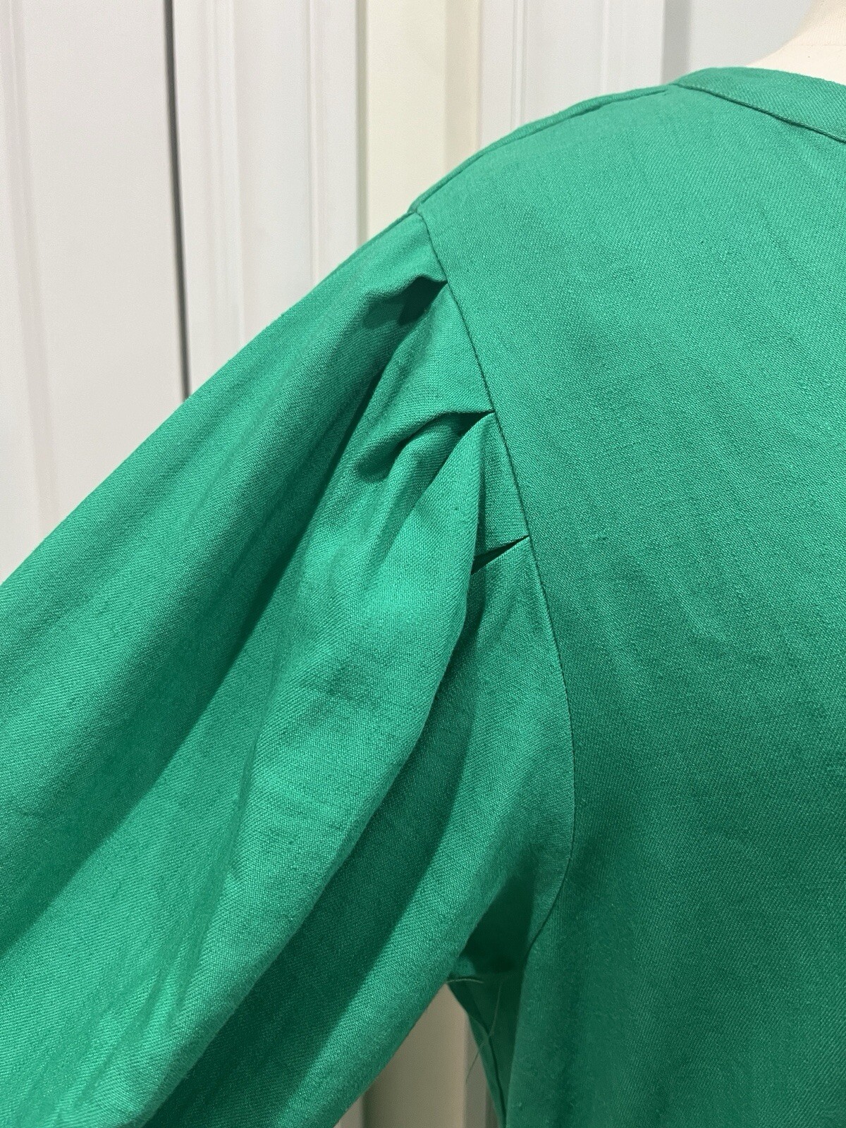 New! Nanette Lapore Linen Blend Dress 3/4 Sleeve Green Size 16 NWT