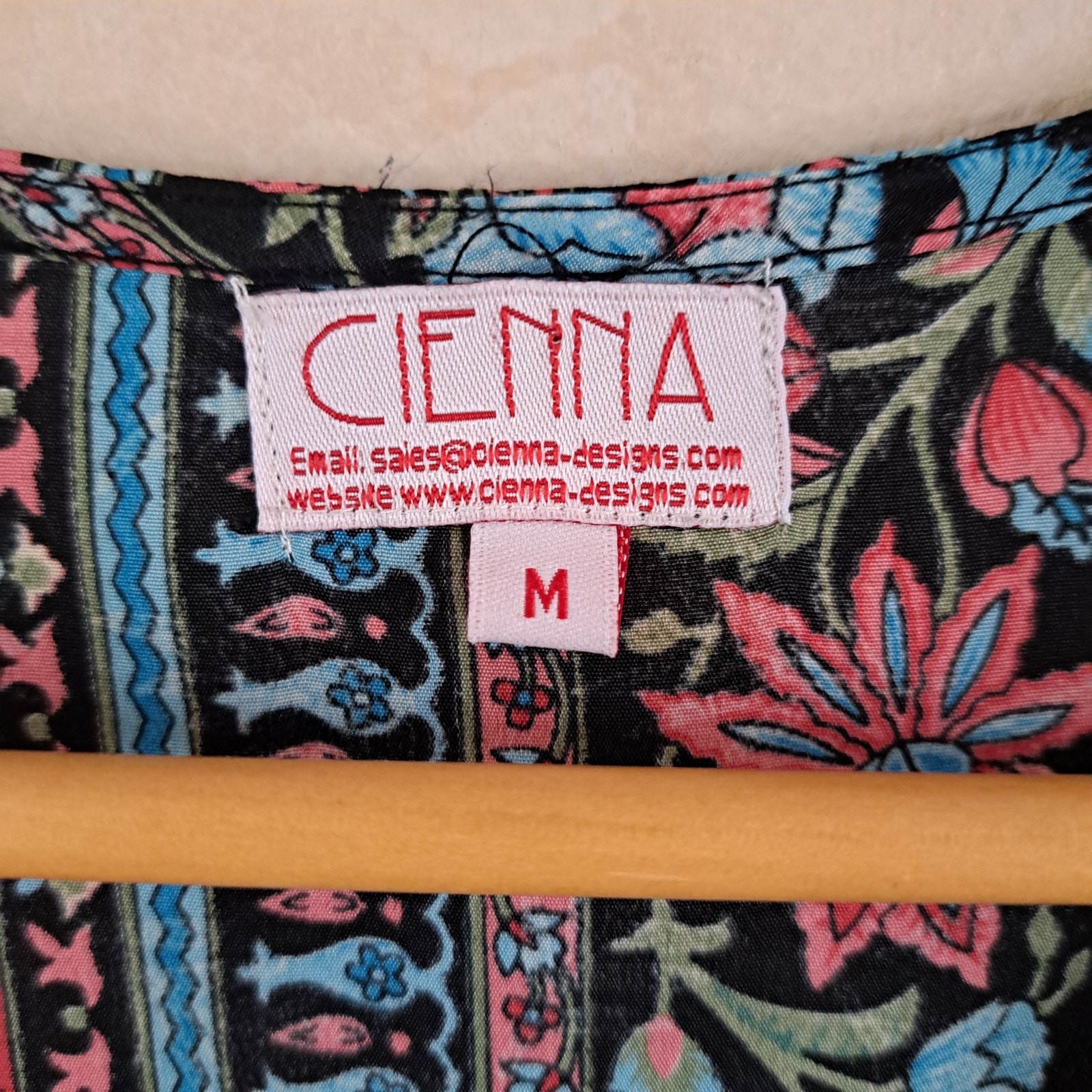 Cienna Designs Australia Silk Blend Black Paisley Floral Wrap Maxi Dress Medium