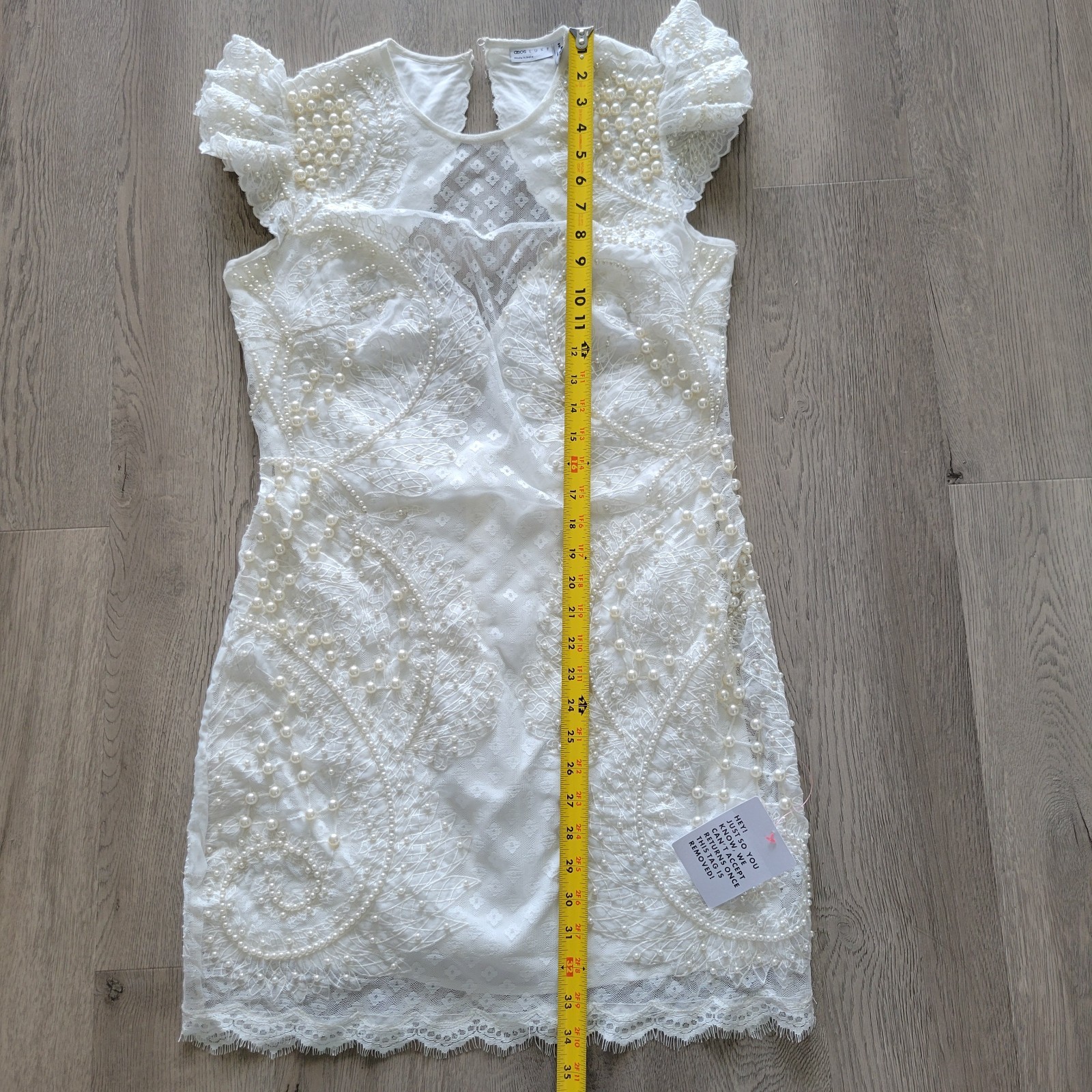 NWT ASOS LUXE Ivory Pearl Embellished Lace Bridal Wedding Cocktail Dress Sz 8