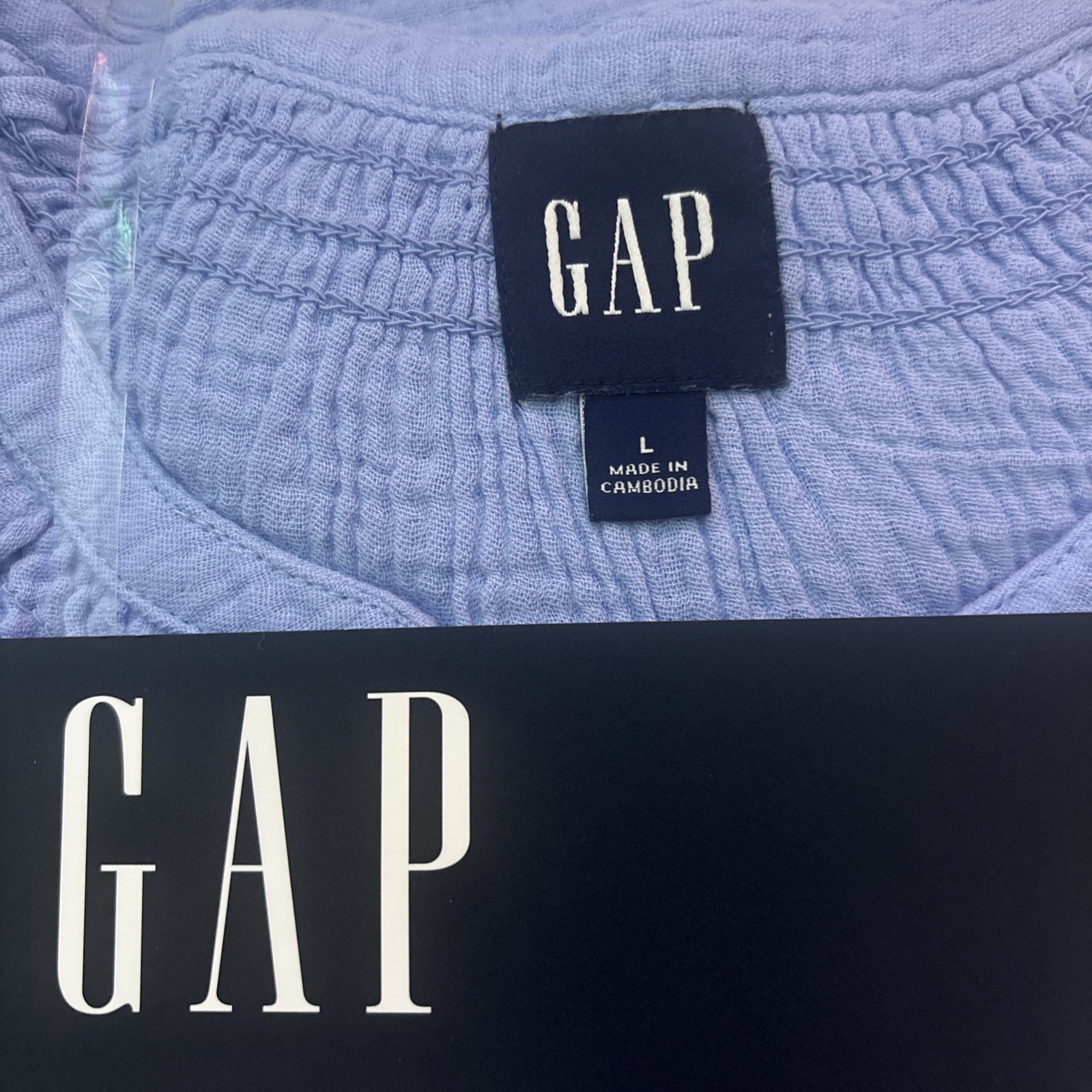 Gap Size: L Relaxed Fit Soft Blue Cotton Gauze Tiered Dress New With Tags