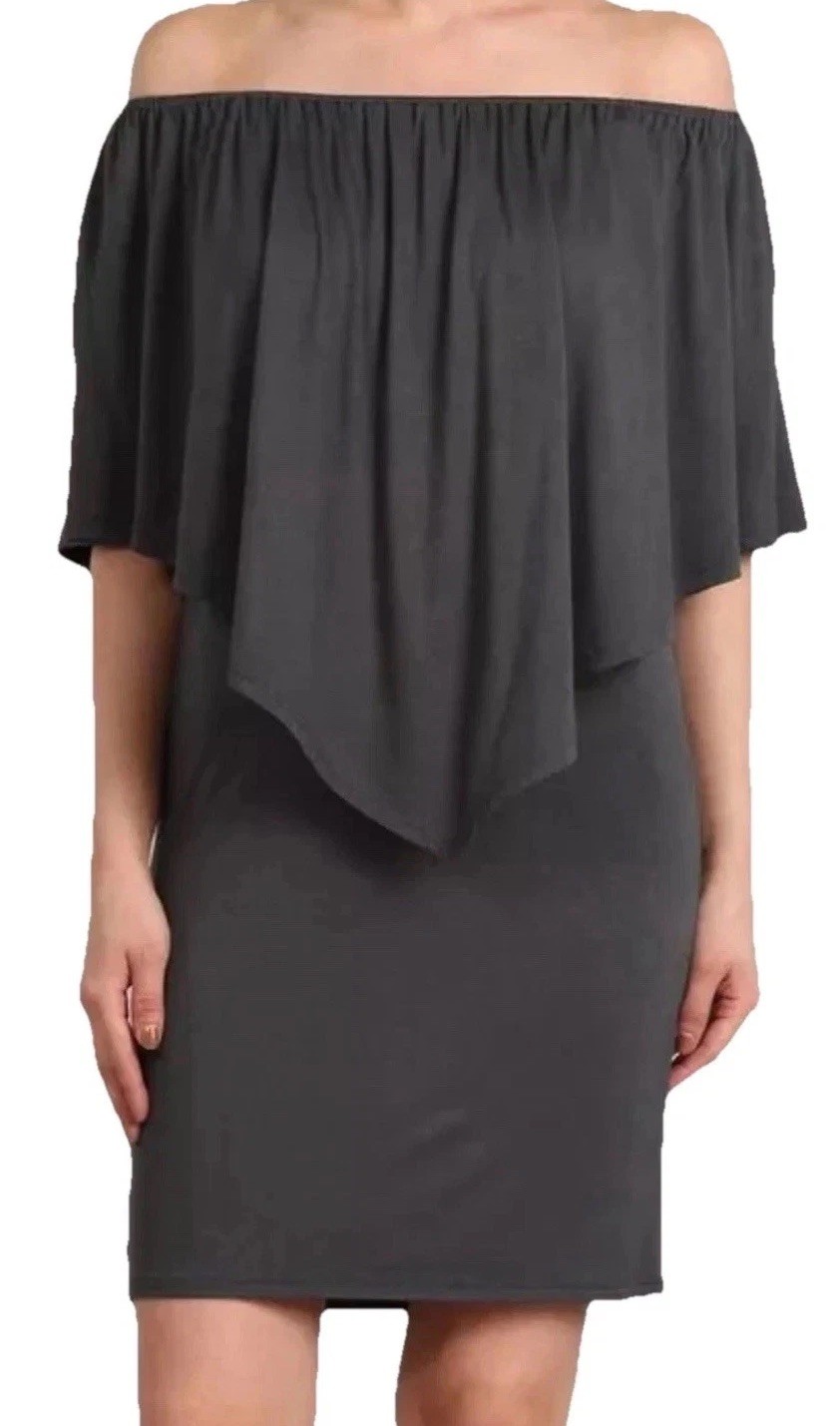 EUC Women’s Off Shoulder Black 4-way Convertible Draped Bodycon Mini Dress XXL