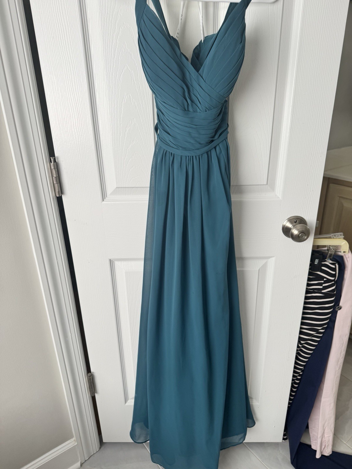Azazie Women’s Green/peacock Long Bridesmaid Dress Size C