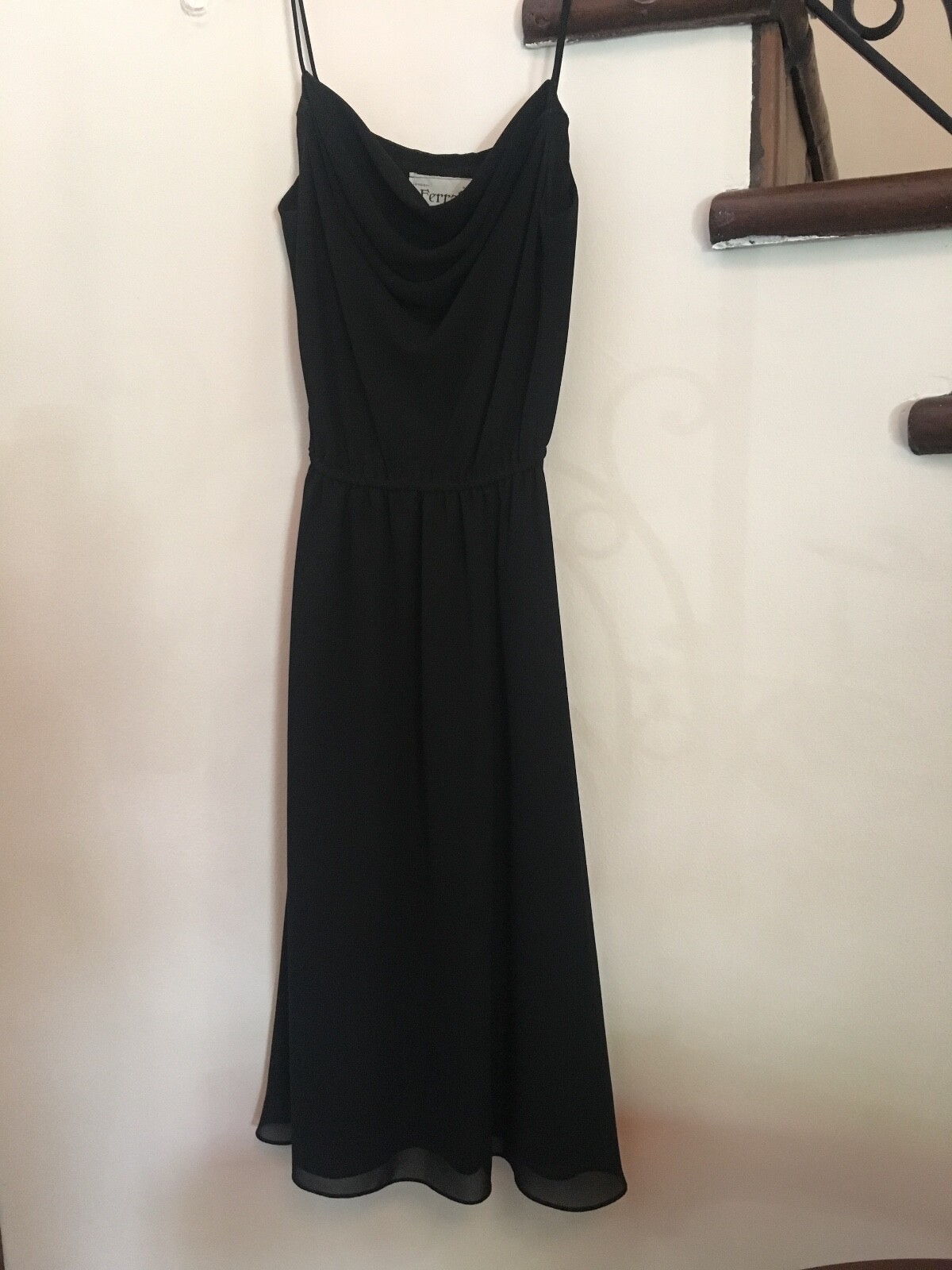 Ferrali Paris London New York -Simple Elegance Black Strap Cocktail Dress W9/10