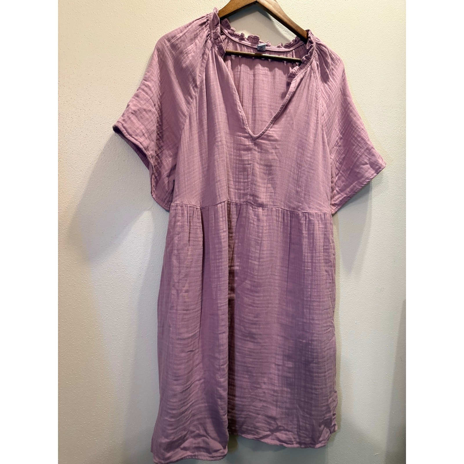 Old Navy Women’s Large Mauve Cotton Gauze Tiered Midi Dress