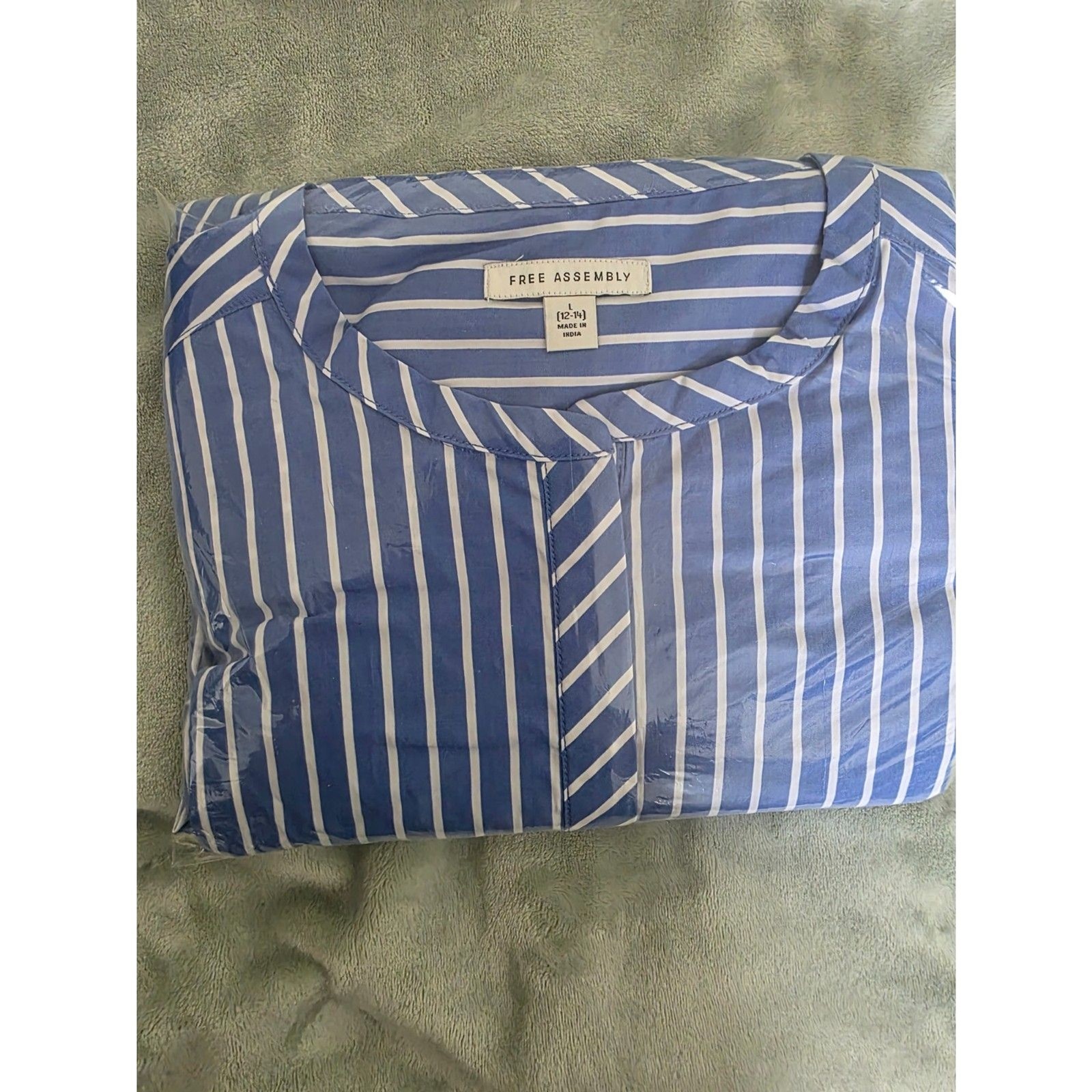 Free Assembly Women’s Cotton Striped Midi Shirt Dress Belted Long Sleeve L NWT