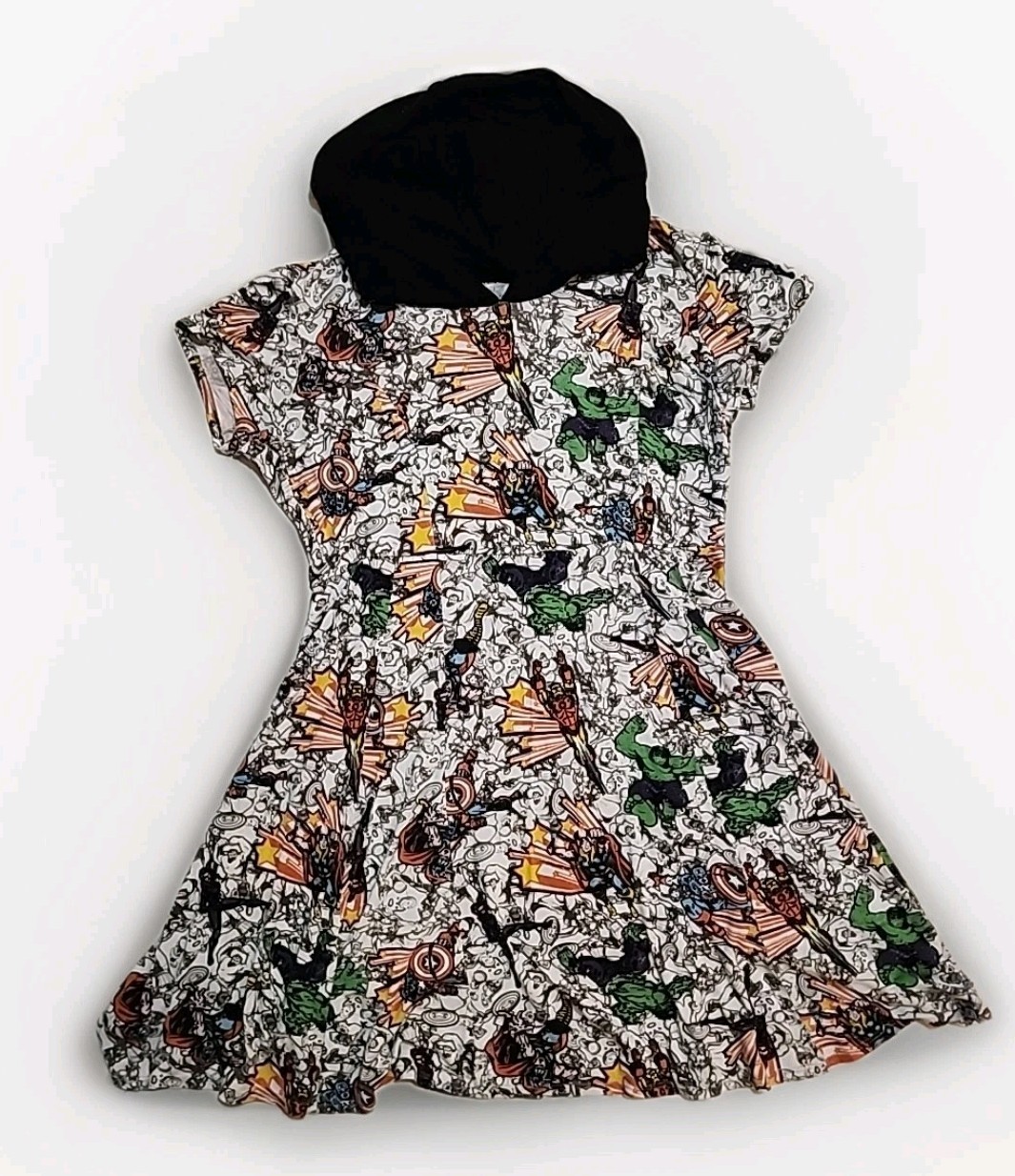 Marvel Her Universe Avengers Hooded Skater Dress sz XL Comic All Over Print R2