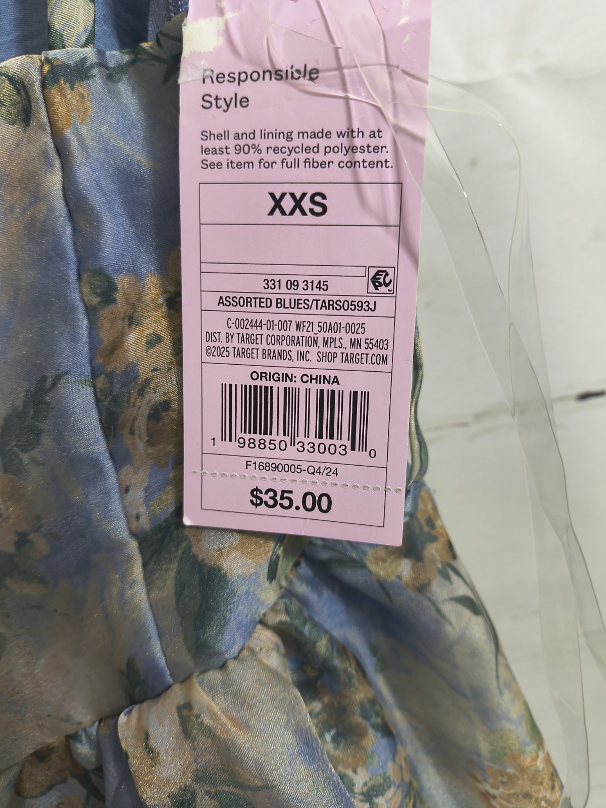 Wild Fable Women’s Blue Floral Chiffon Square Neck Midi Sundress Lined XXS