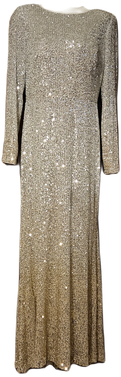 ELIZA J Ombre Gold to Silver Sequin Gown Dress Size 12 Sheath Long