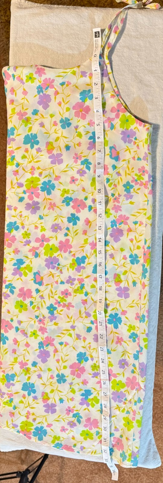 Flowery Sun Dress Overlay L/XL Tie Straps Adjustable Flowy Beach Lightweight