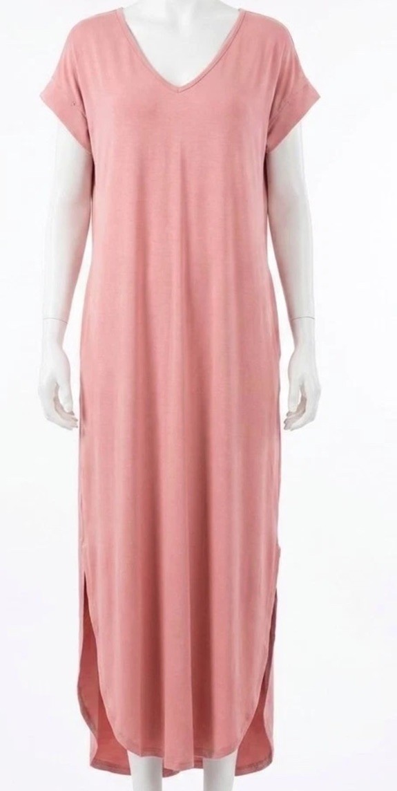 Entro Everyday Maxi Dress Dusty Rose Pink Cottage Core Prairie Oversized Small