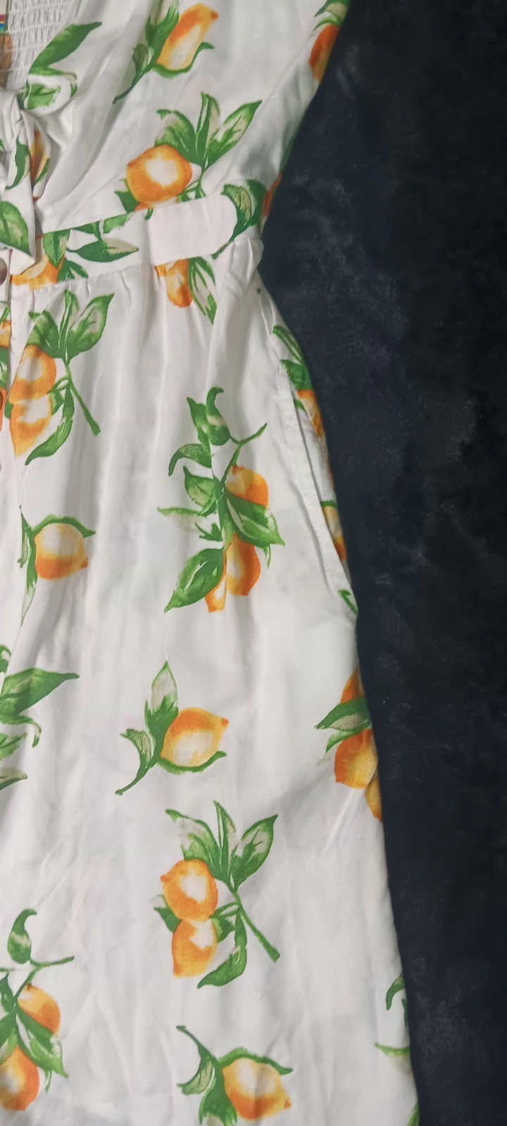 Mimi Chica Sleeveless Mini Sundress XL White Lemon Print Tie Front Keyhole Boho
