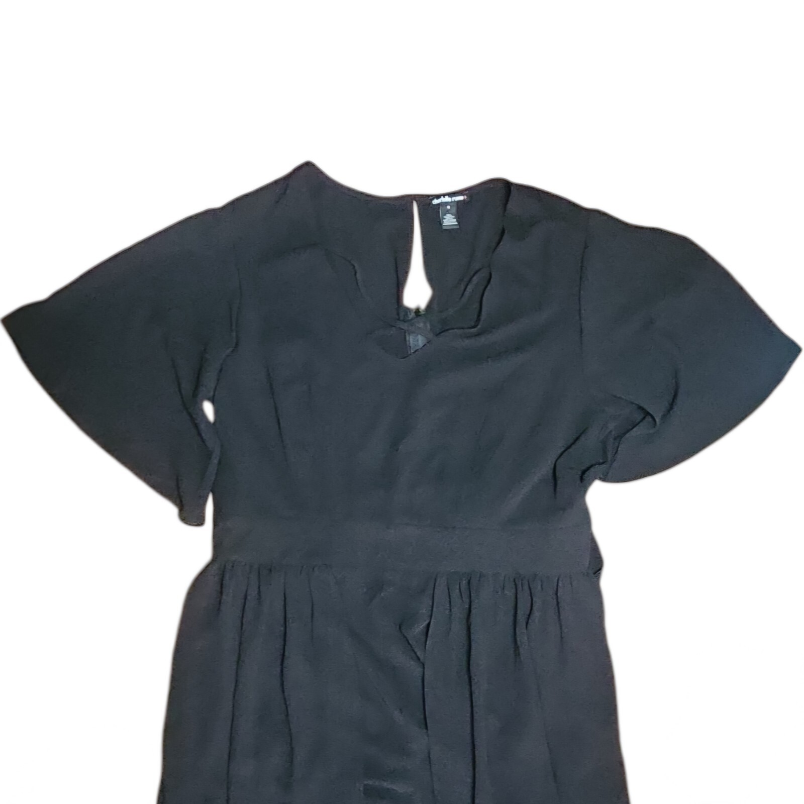 Charlotte Russe Dress with Shorts Womens Size 18 Solid All Black Short Sleeve