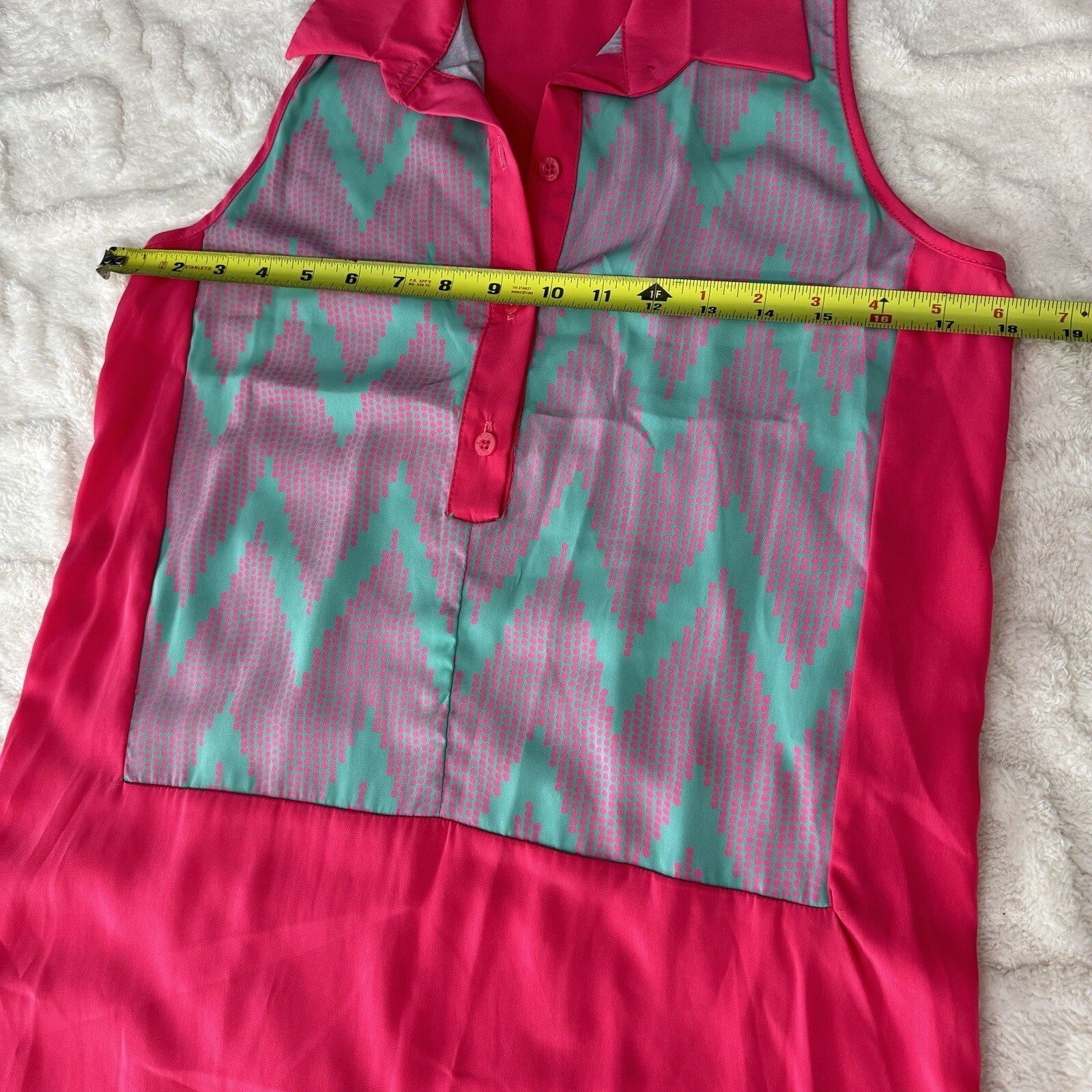 GLAM Pink Multi Button Sleeveless Dress Shirt Womens Size S Casual New Tunic