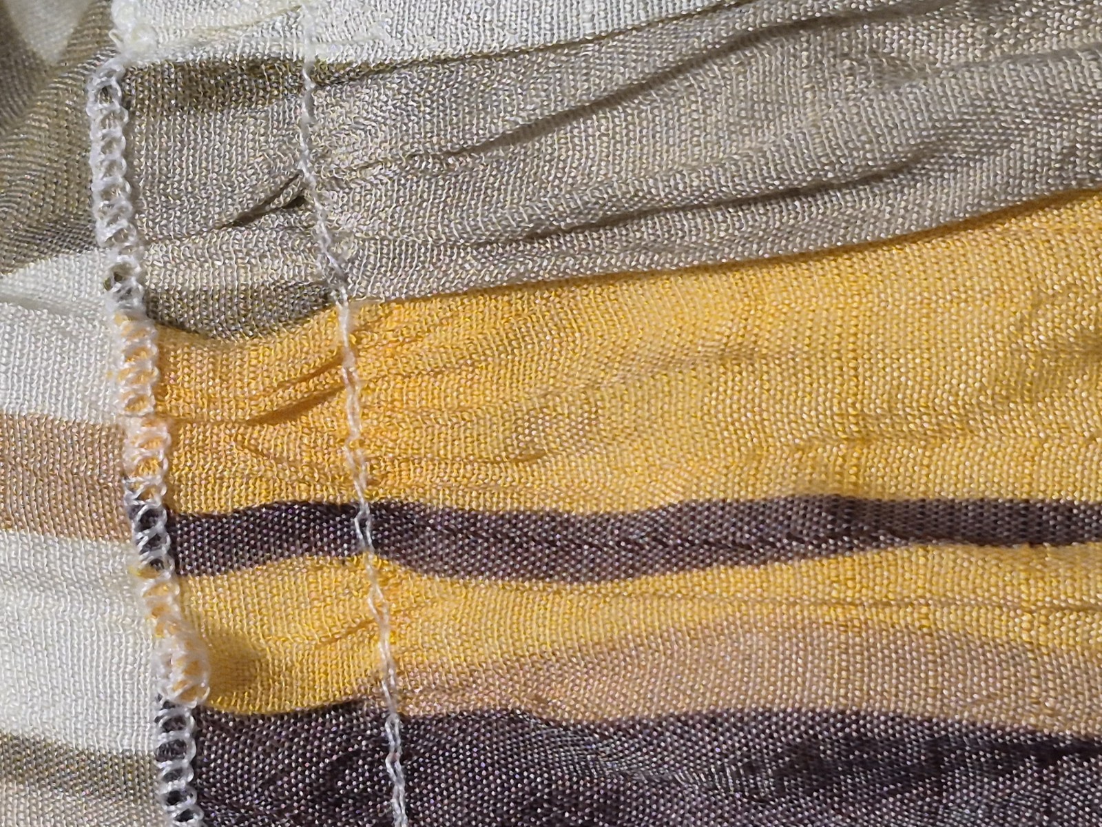 Women mlle gabrielle 1x Striped Sleevless Dress Yellow Tan Lined Layered Look