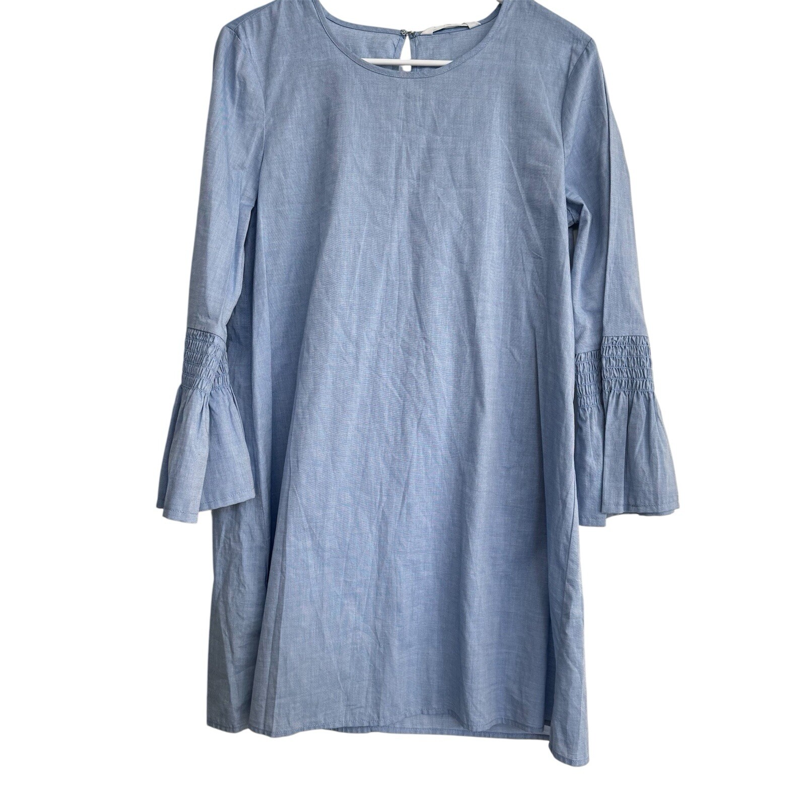 BCBGeneration Tunic Dress Size S Light Blue Cotton Bell Sleeve Casual Shift