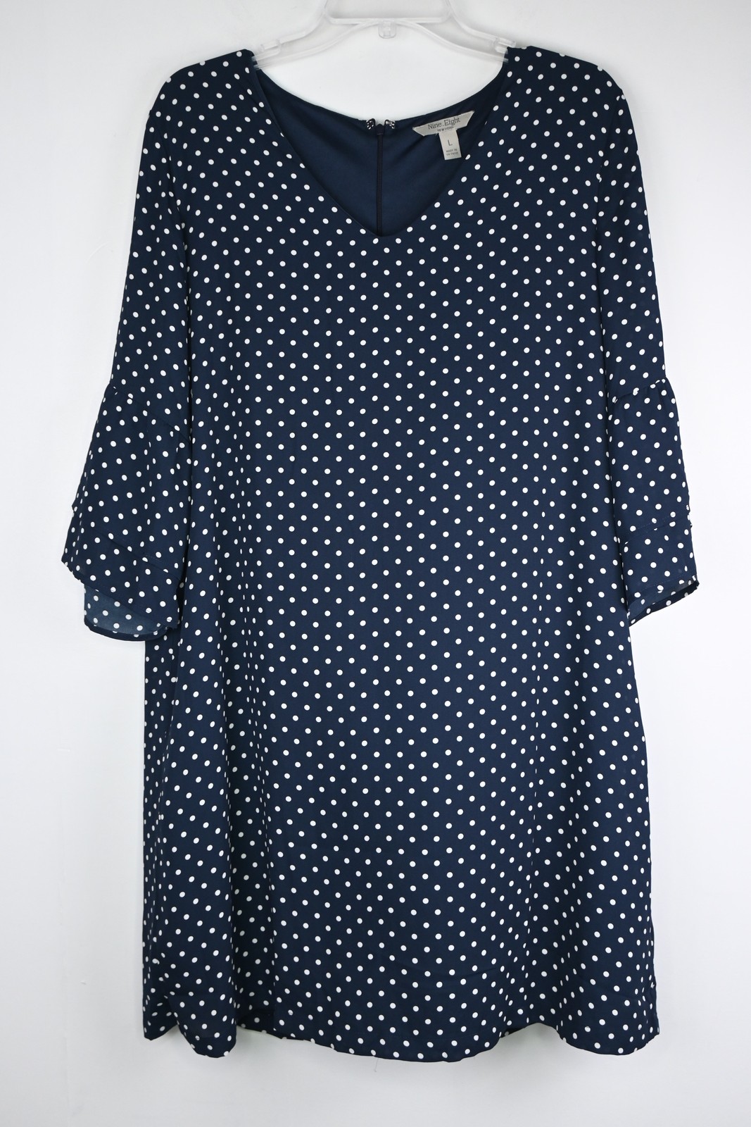 Women’s Nine.Eight New York Flounce Sleeve Shift Dress Navy-Dot Large