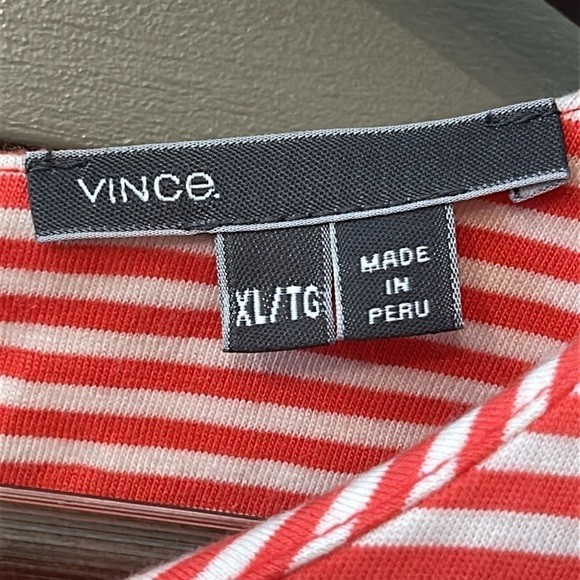Vince Striped Dress Red White Tie Waist Pockets Pima Cotton Modal Size XL