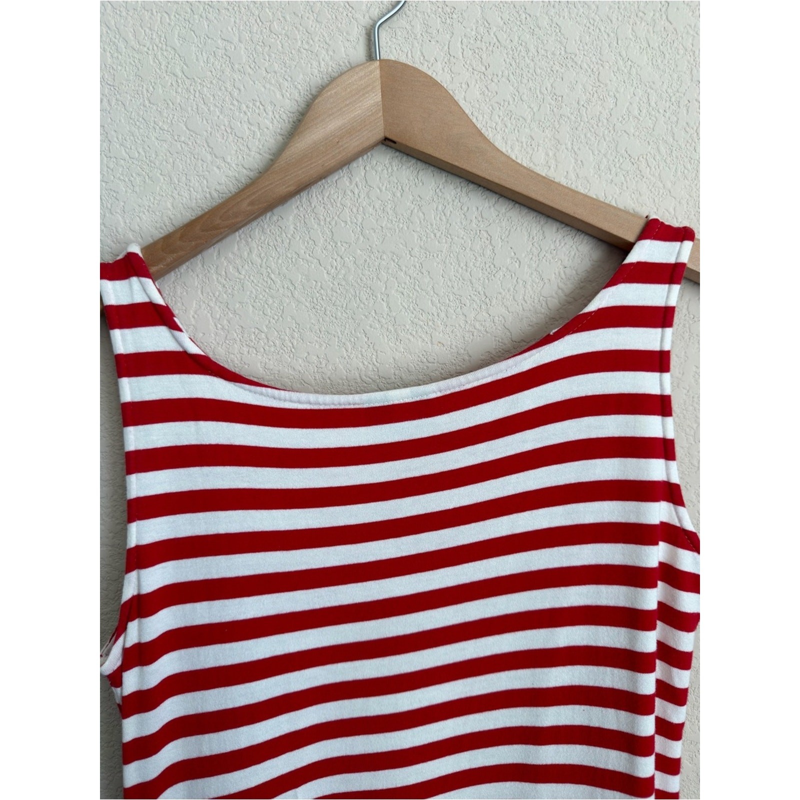 Marimekko Finland Tasaraita Red White Stripe Cotton Tank Maxi Dress S/M Resort