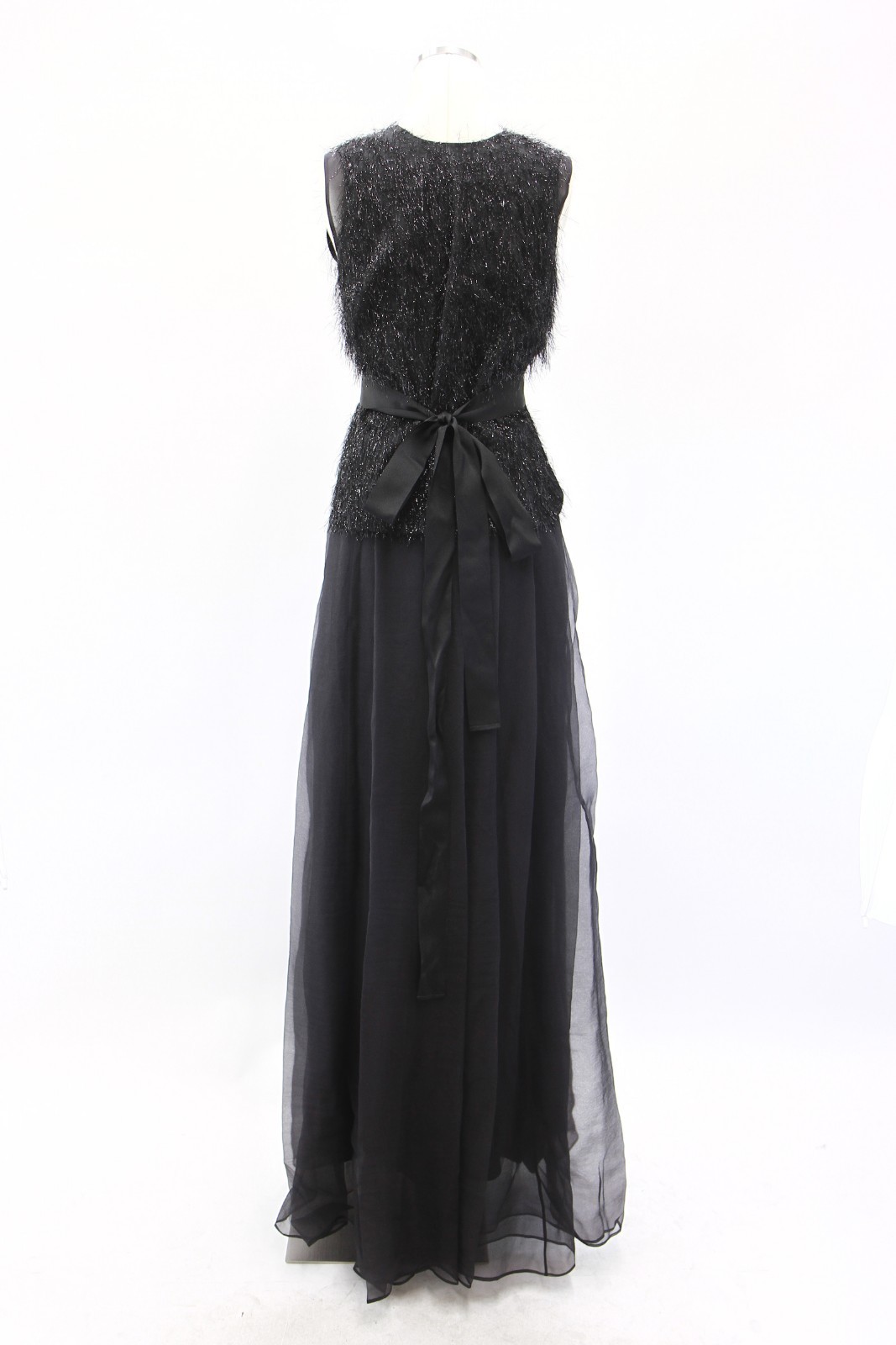 NWT$3795 Brunello Cucinelli 2In1 100% Silk Chiffon Gown W/Shiny Fringe Vest A181