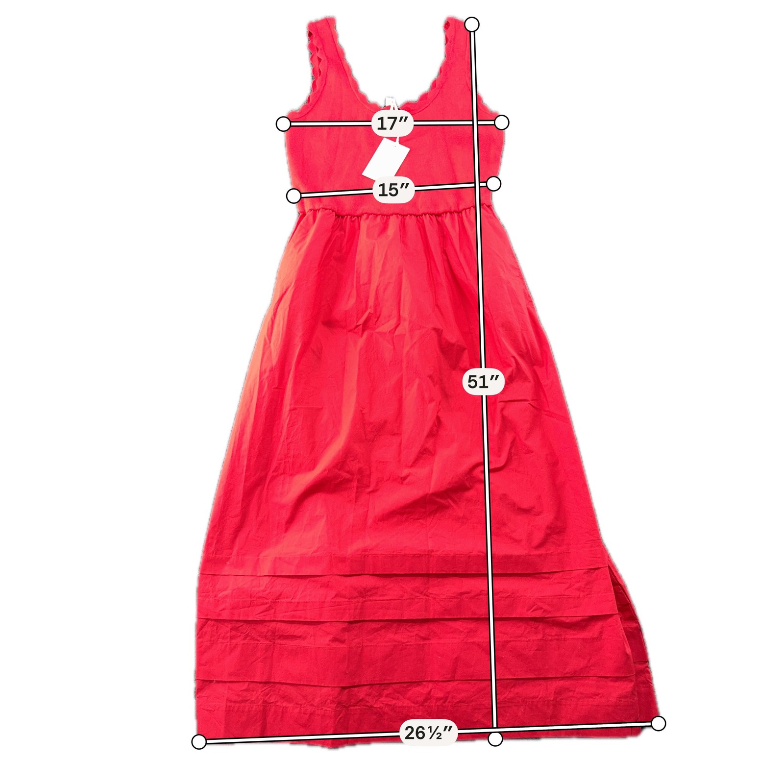 Free Assembly Dress Womens Small Red U Neck Mixy Maxi Sundress Pockets New