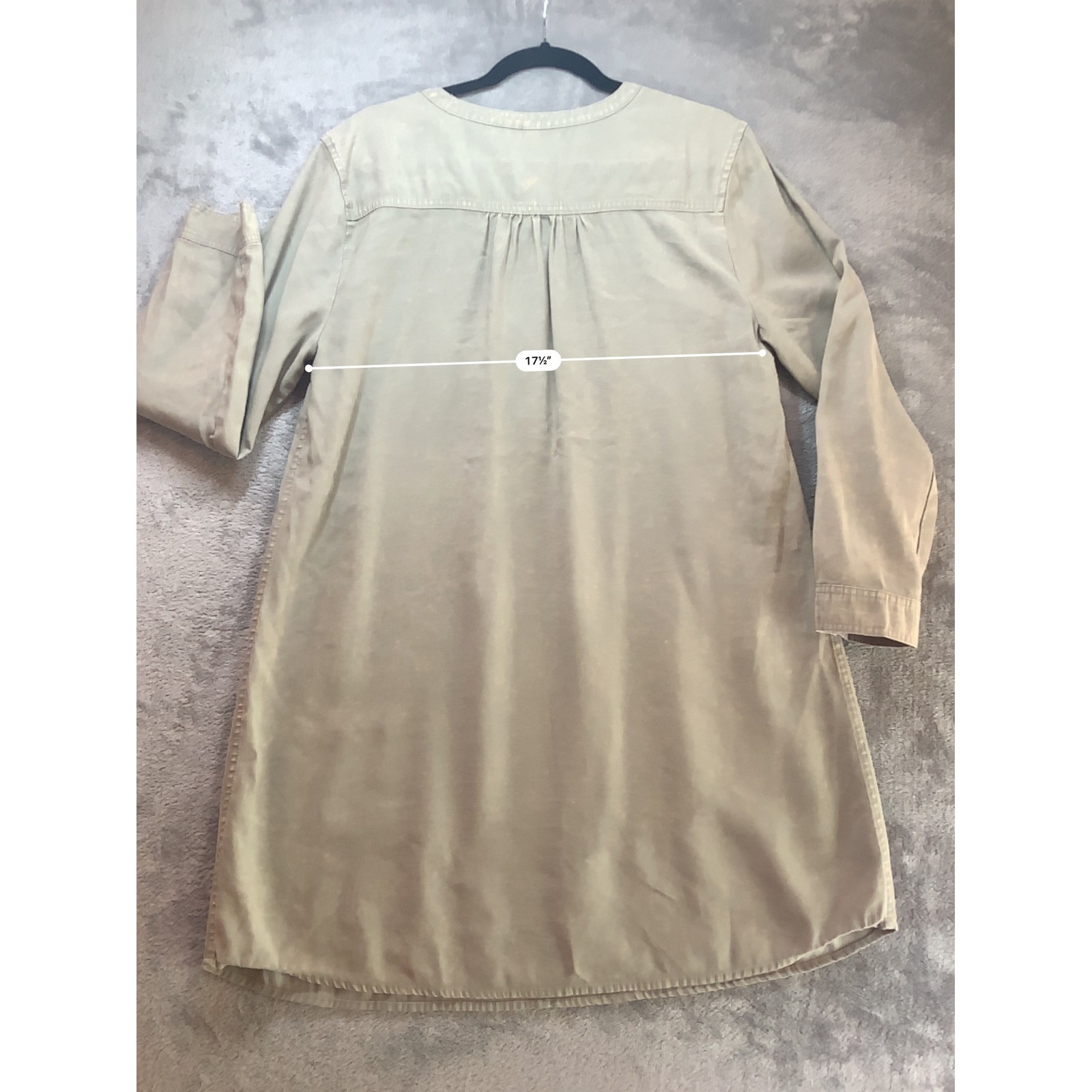 LUXE Women Olive Green Fatigue Utility Dress Faux Waxed Canvas Cotton Large