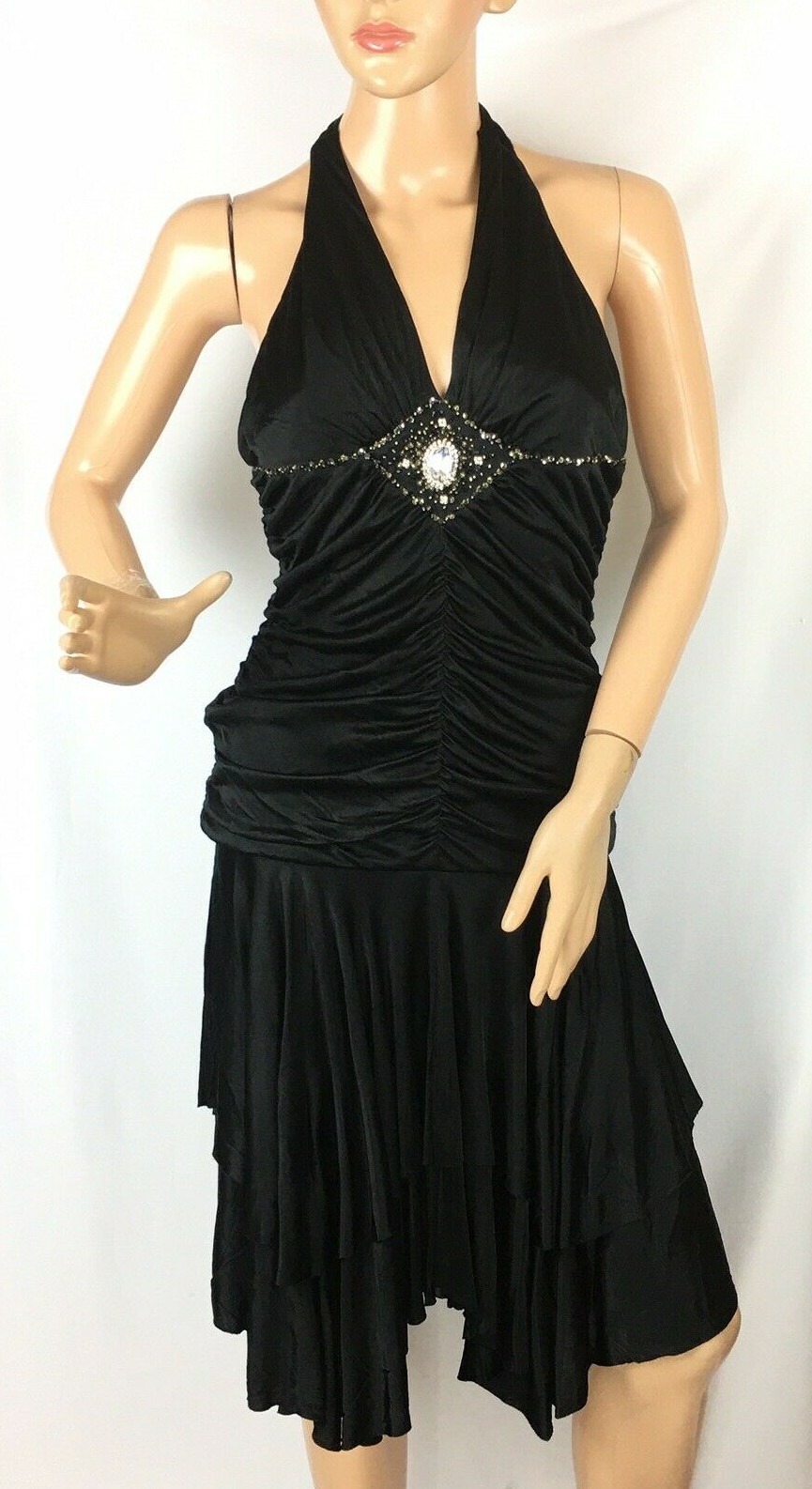 Kathy Heyndels Women’s Halter Black Beaded Dress Size 3 (Medium) Retail $870