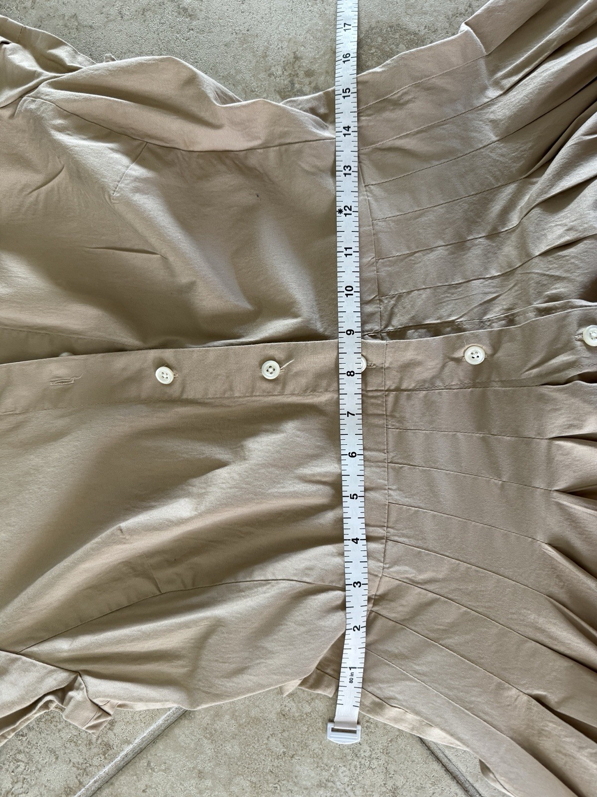 Sz 8 LAUREN Ralph Lauren Khaki Short Babydoll Sleeve Button-Front Swing Dress