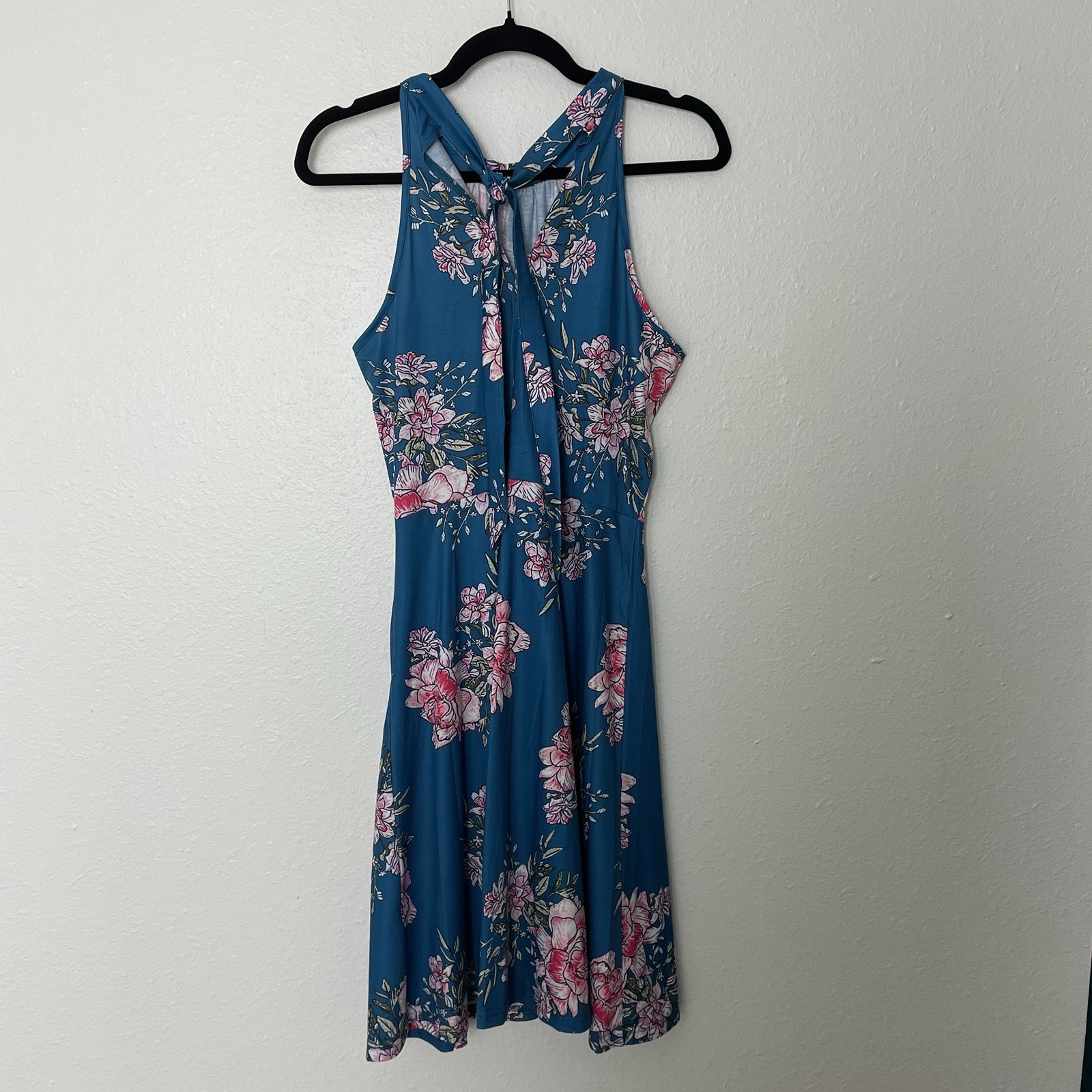 OUGES Womens Floral Halter Neck Sun Dress Large Tropical Vacation Flowy Boho