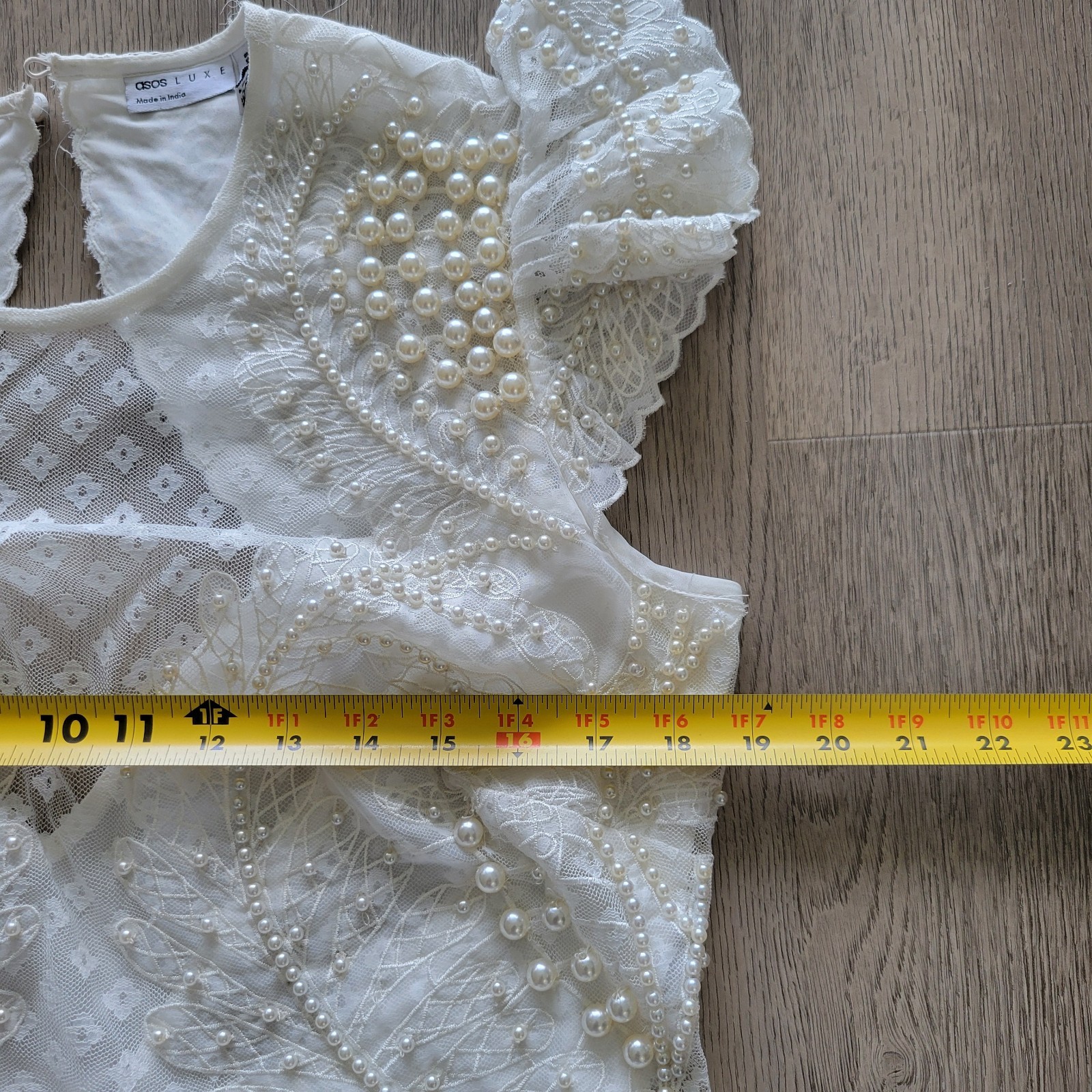 NWT ASOS LUXE Ivory Pearl Embellished Lace Bridal Wedding Cocktail Dress Sz 8