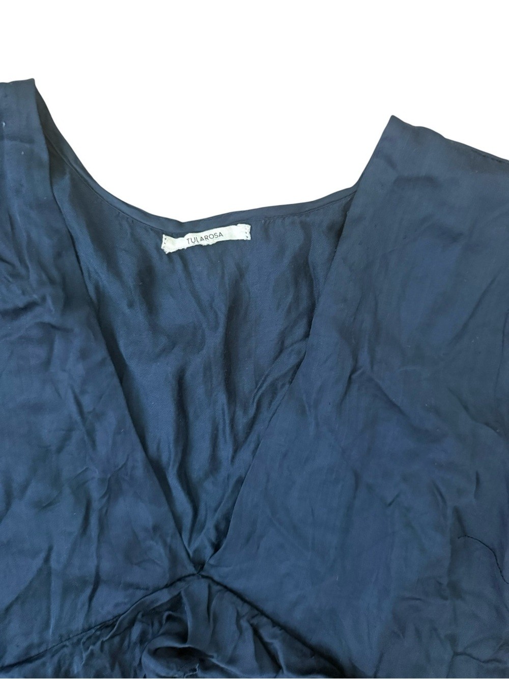 Tularosa Navy Tribal Blue Mini Ruffle V-neck Dress Small