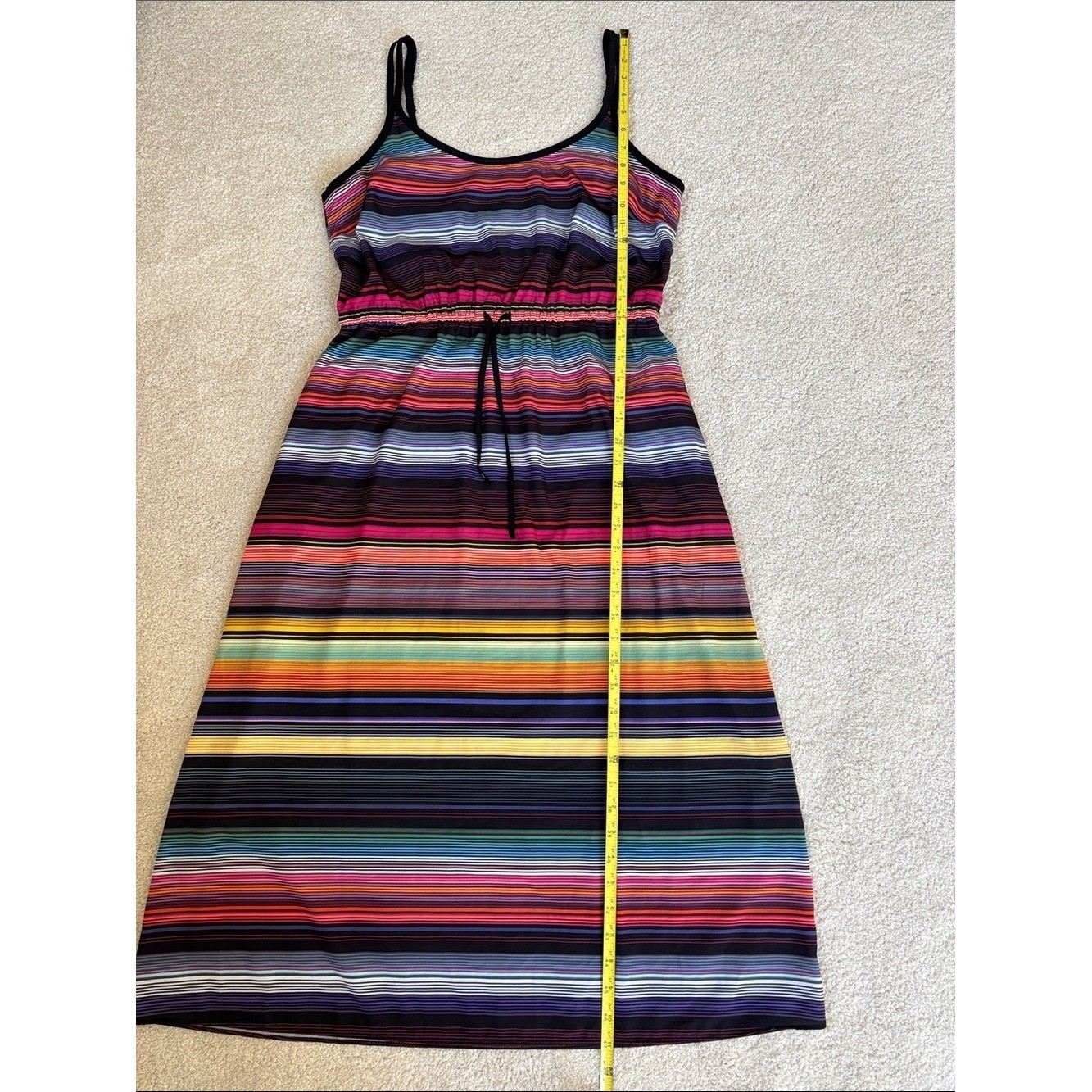 Athleta Havana Striped Midi Dress Travel Wanderluxe Fabric Lightweight Medium