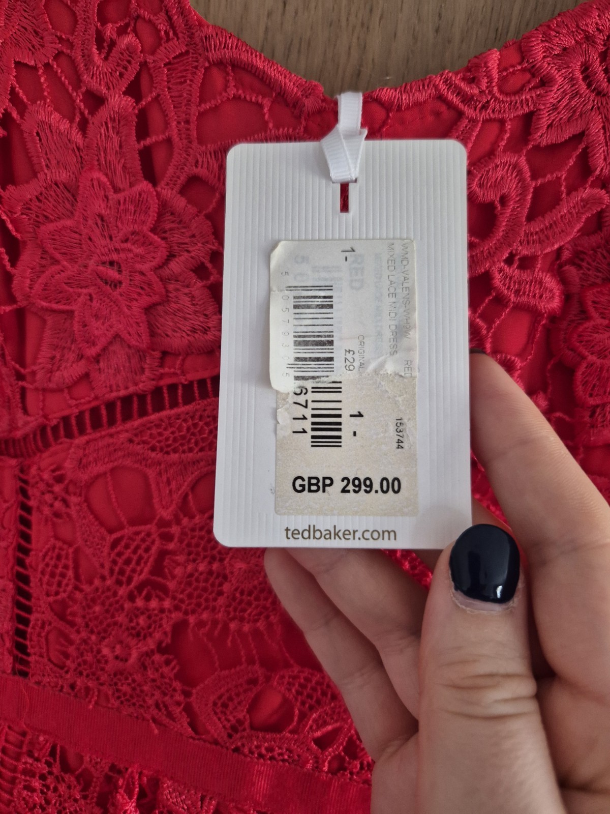 BNWT £299 Ted Baker Size 1 UK 8 RARE Red Lace Midi Dress Wedding Races