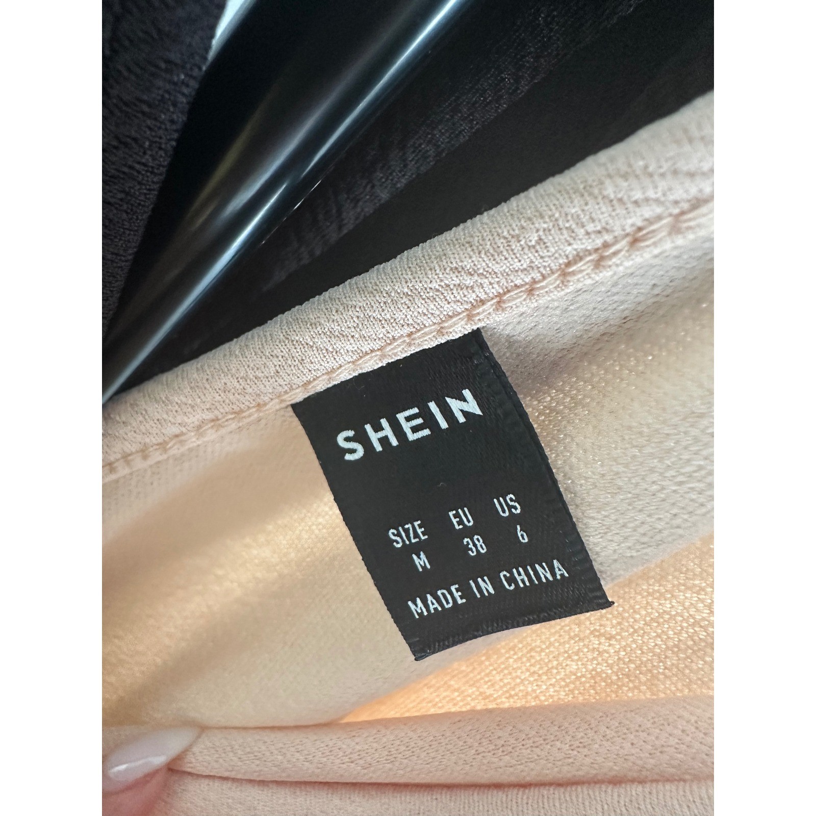 SHEIN Womens Colorblock Wrap Midi Dress Black Peach Long Sleeve Size M 6