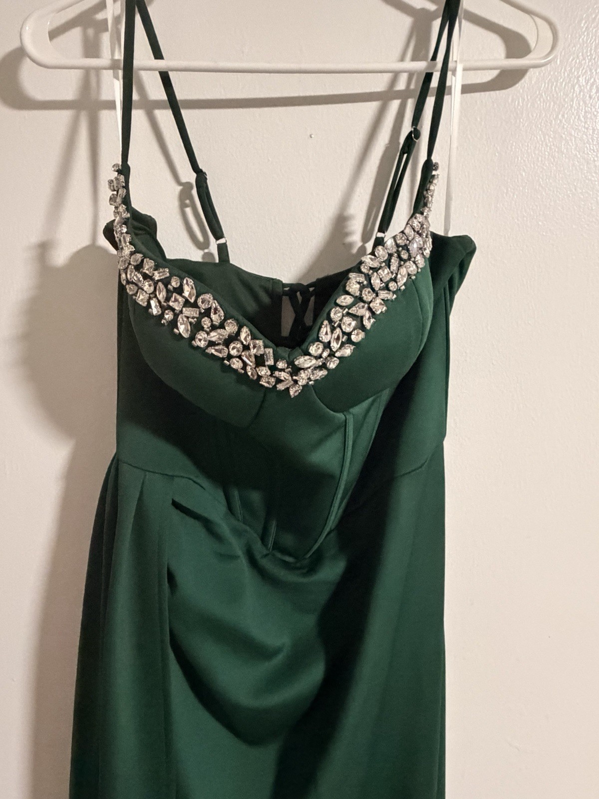 ADYCE Women Deep V-Neck High Waist Backless Dress Formal Party Gown Green Large