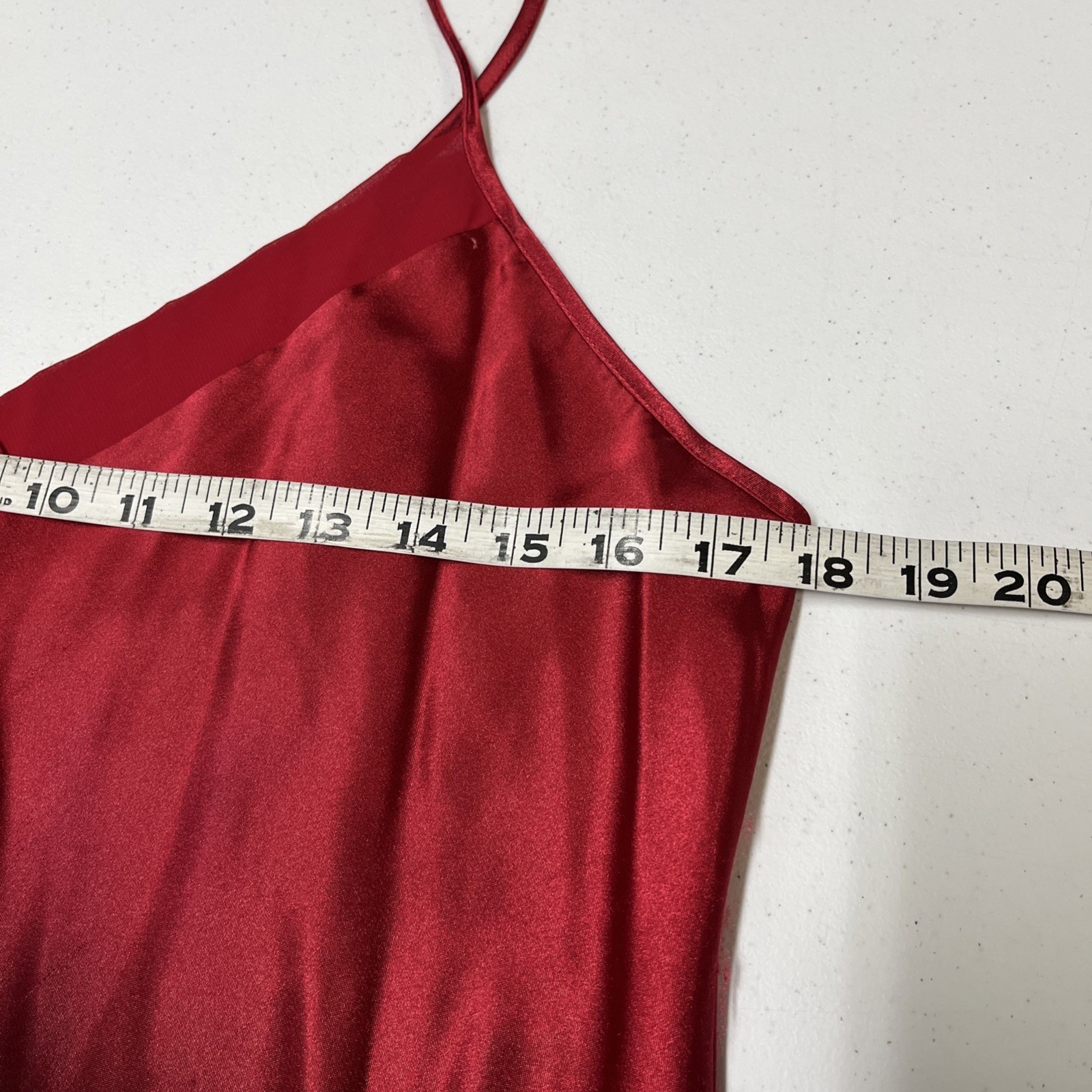 Massini Y2K Slip Dress Womens M Red Satin Flower Embroidered Asymmetrical Fairy
