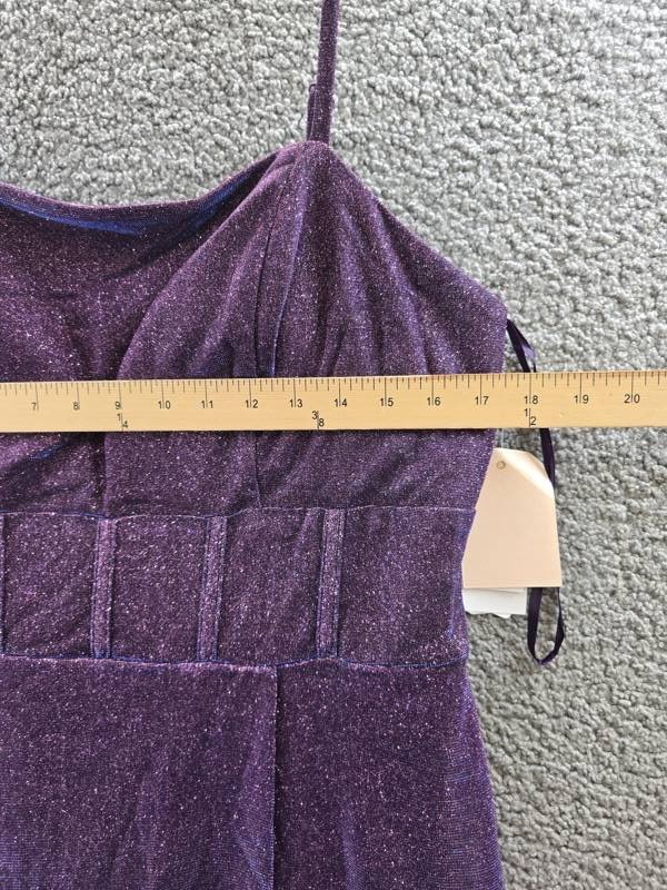 City Studio Plus Size Glitter Sleeveless Gown 18W Grape Square Neck Zip Closure