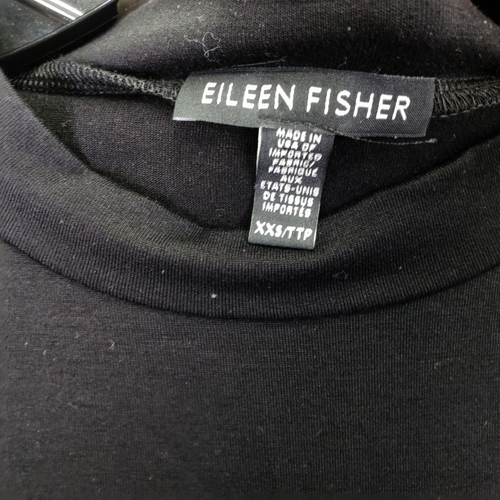 Eileen Fisher Tencel Mock Neck Shift Dress Women XXS Black Minimalist Luxury
