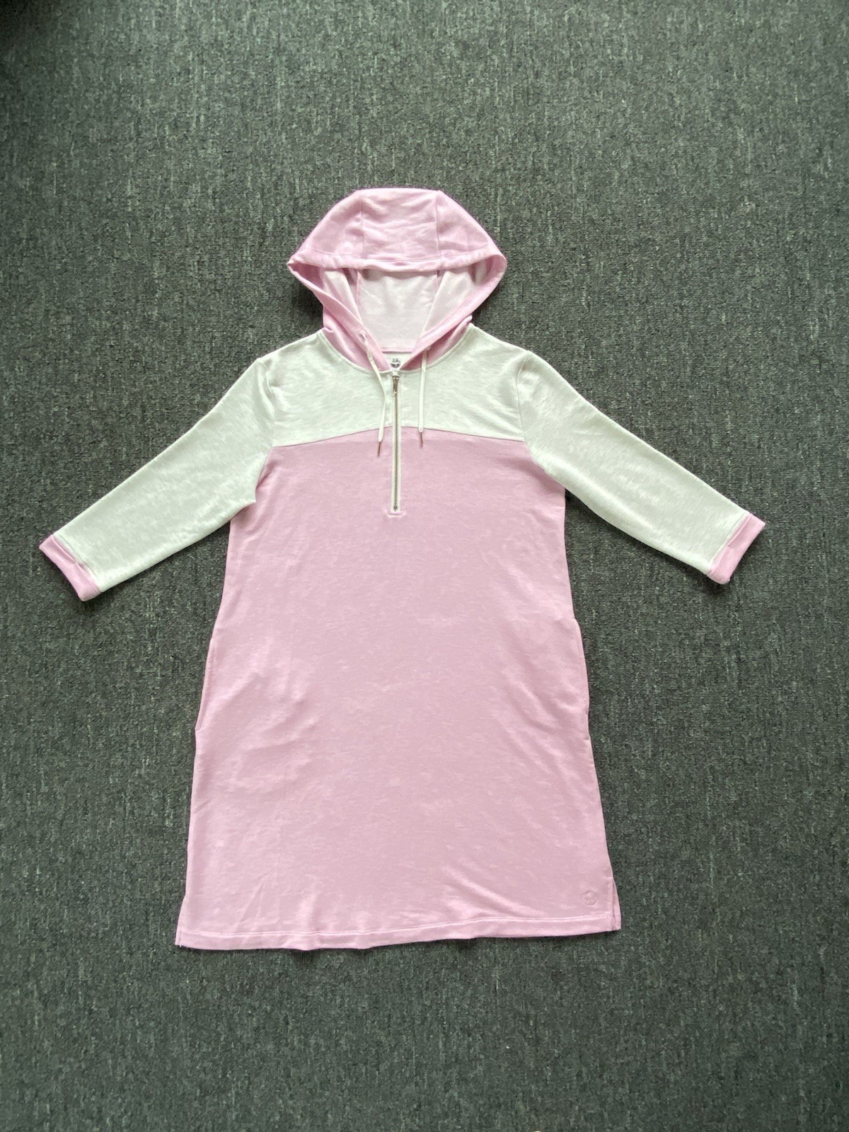Lauren James Dress Extra Large Pink Gray Jersey Knit Soft Hooded Casual Sporty