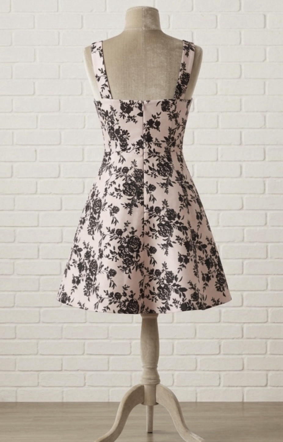 Windsor Pink Black Floral Square Neck Strappy Sleeveless Fit & Flare Mini S