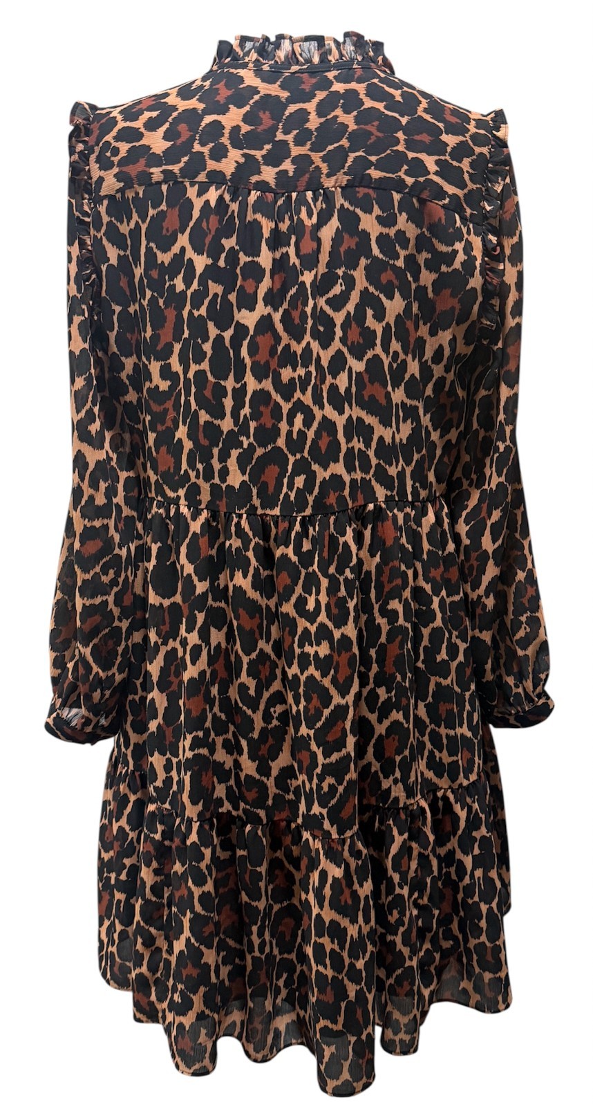 J. Crew Tie-Neck Tiered Dress in Leopard Crinkle Chiffon-Women’s M-AR673