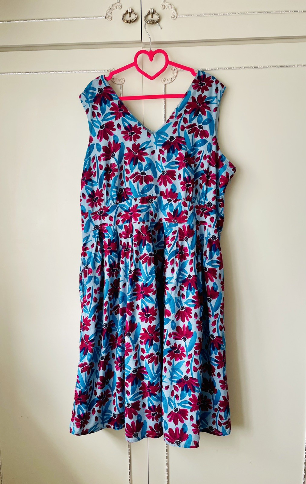💝 Seasalt ” PICNIC SPOT ” Dress Size 20 Blue Fuchsia Floral Print