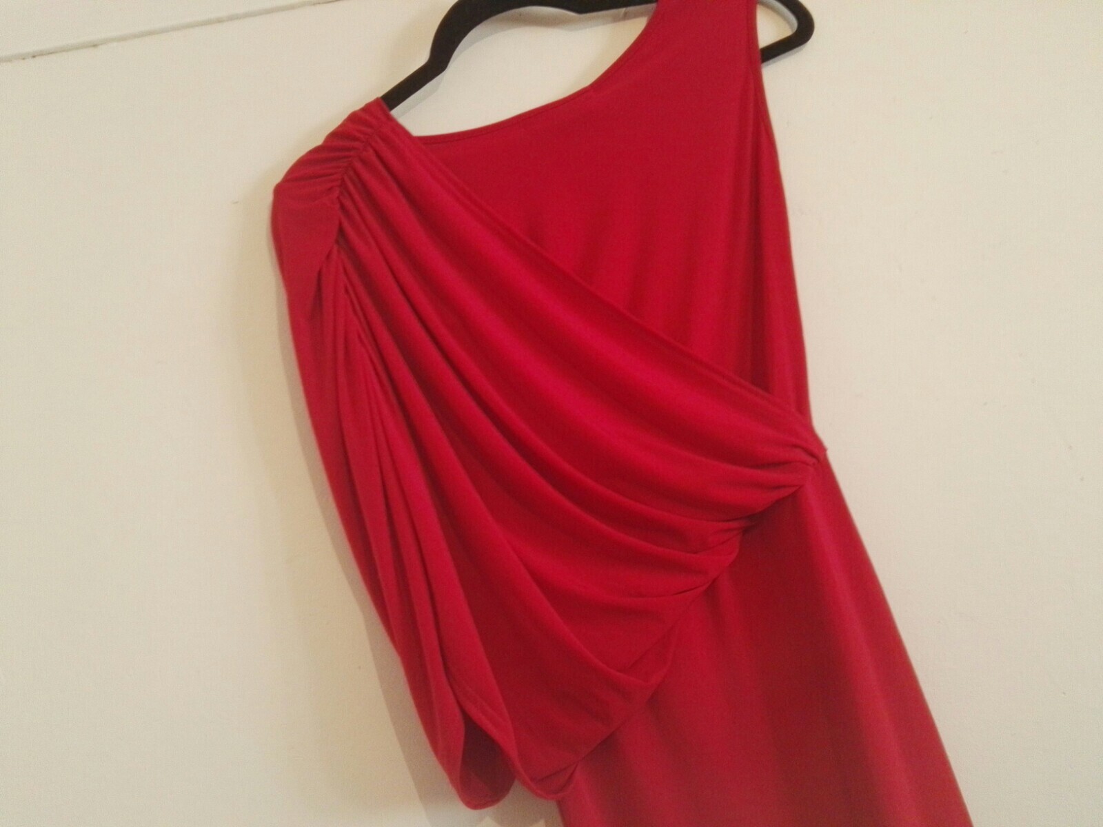 Boohoo Red Carrie one shoulder ruched ruffle Bodycon mini Dress in Size 8