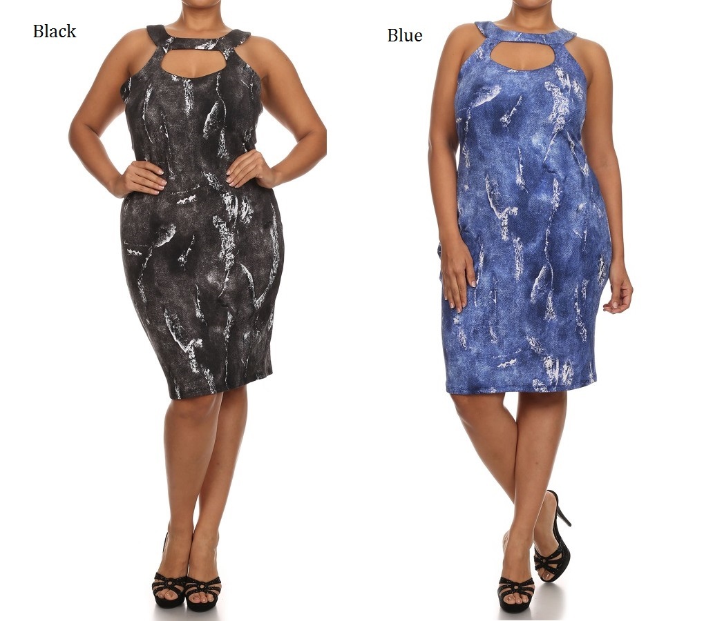 JUNIORS MISSES PLUS SIZE DISTRESSED DENIM PRINT SHEATH DRESS XL 2XL 3XL