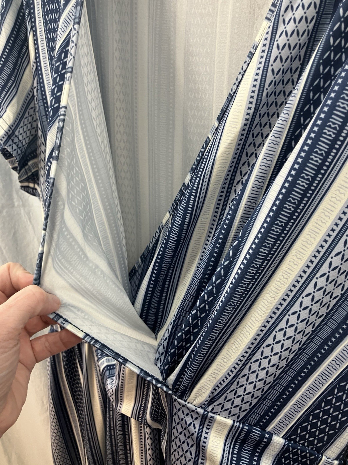 Ouges V-Neck Blue/White Striped Maxi Dress w/Pockets-Soft & Comfy-Festival Boho