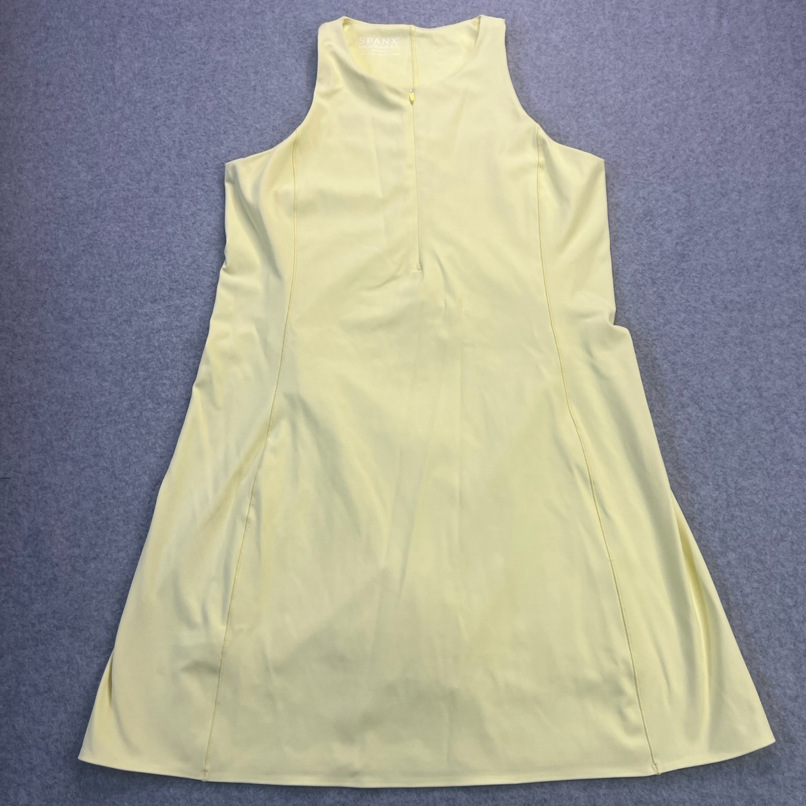 SPANX Get Moving Dress L Yellow Sleeveless Zip Front Skort Shaping Pickleball