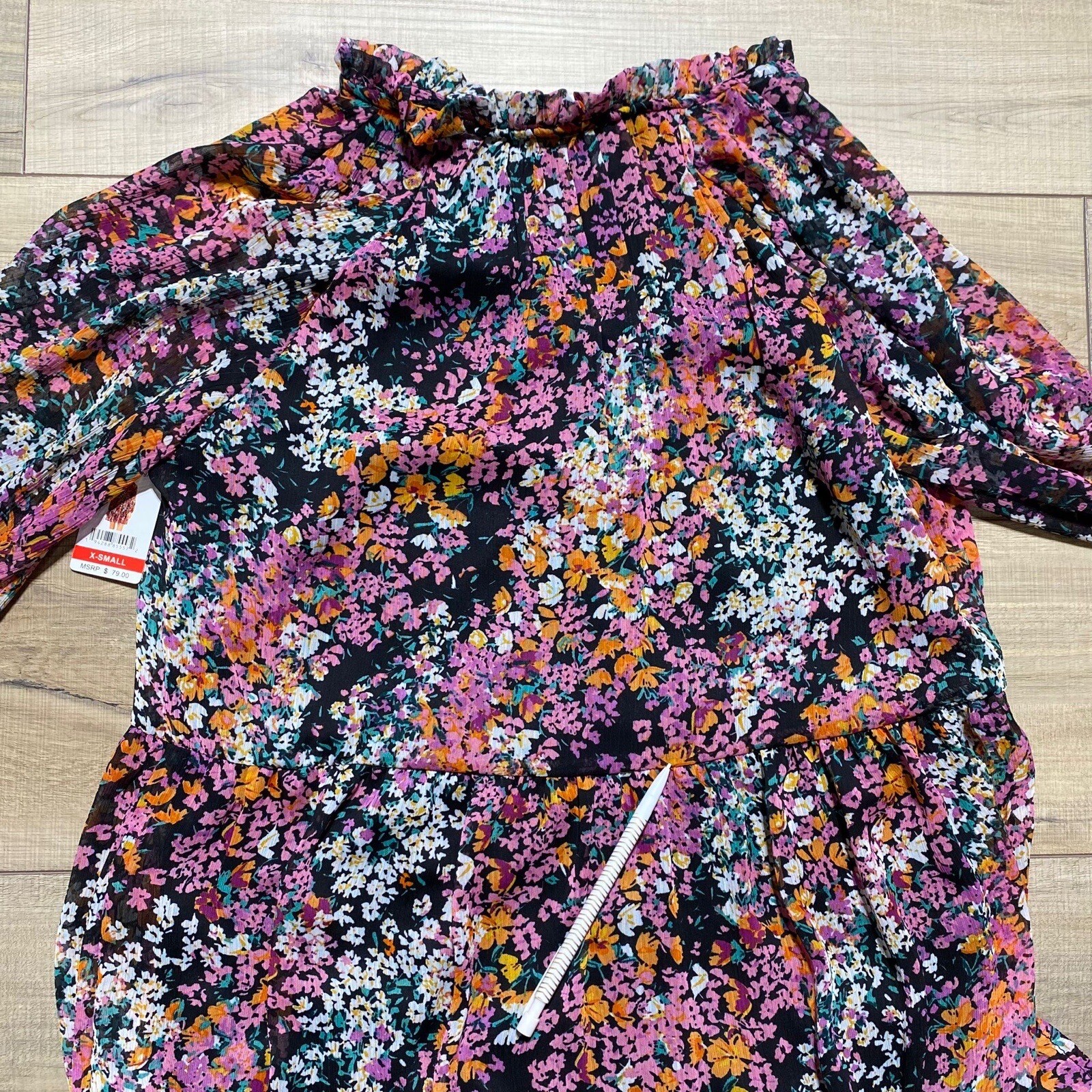 Vince Camuto Womens Tiered Floral Long Sleeve Dress Size XS Lightweight Lined